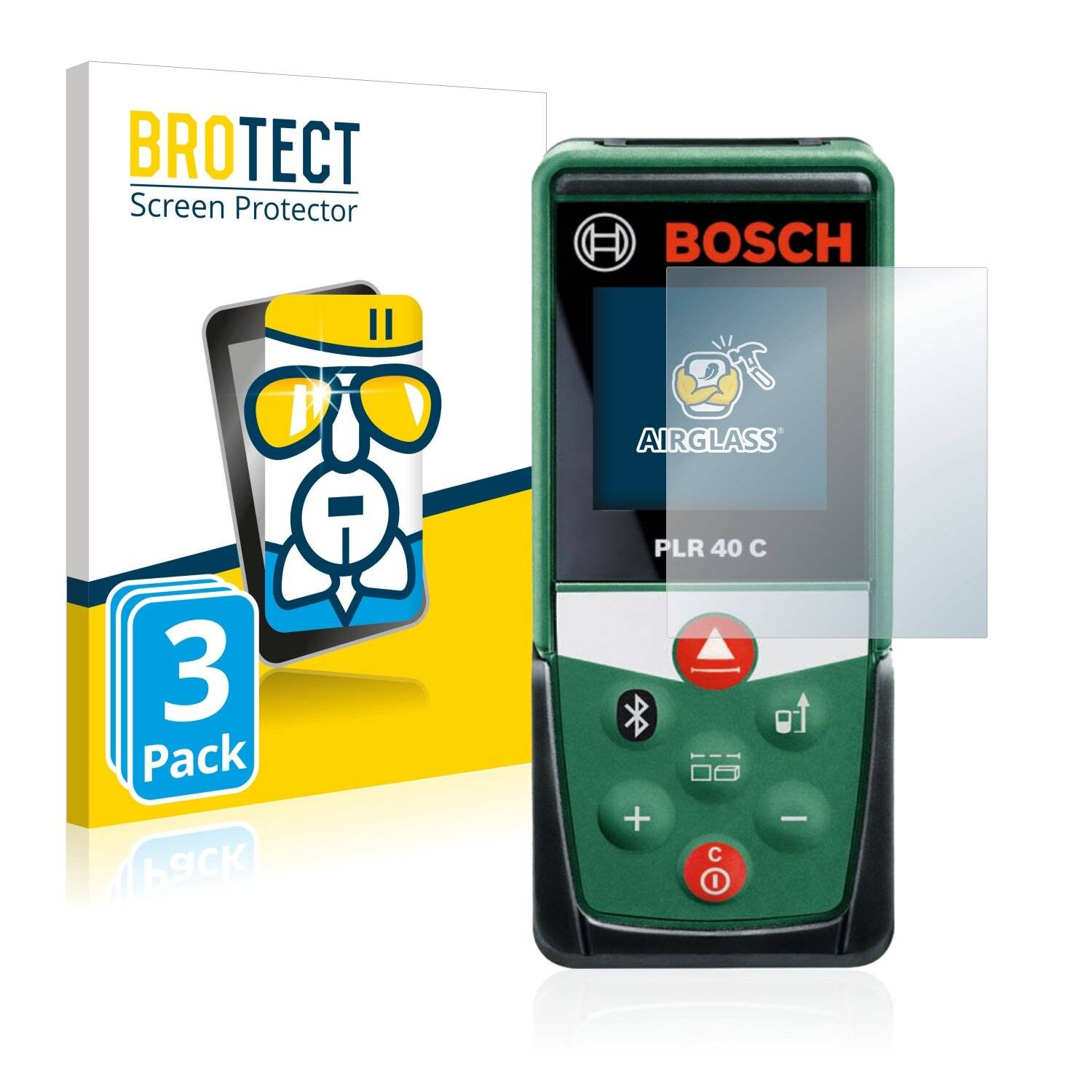 3x BROTECT AirGlass Schutzglas Folie für Bosch PLR 40