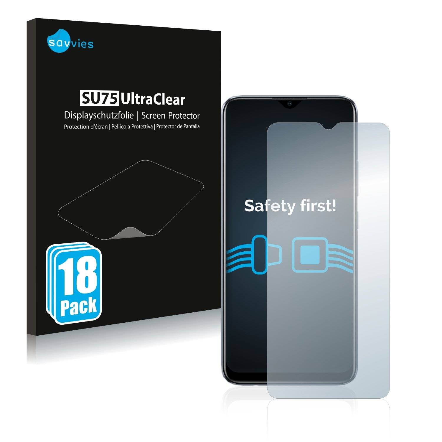 18x Savvies SU75 Displayschutzfolie für Realme C11