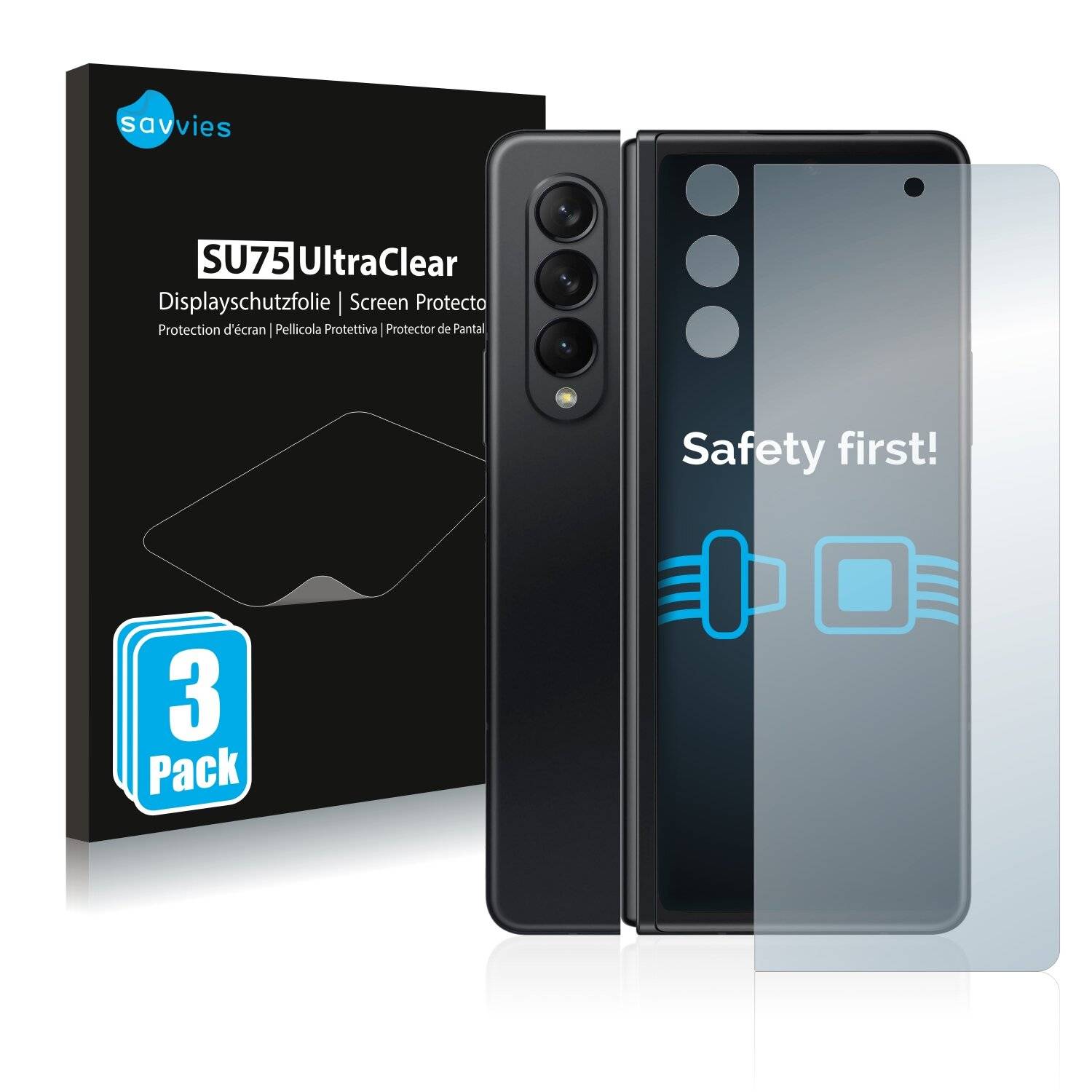 6x Savvies SU75 Displayschutzfolie für Samsung Galaxy Z Fold 3 5G (Vorderseite +
