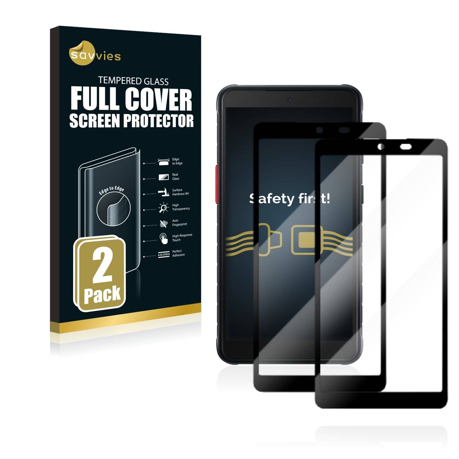2x Savvies Xtreme Glass 2.5D Full Cover Schutzglas für Samsung Galaxy Xcover 5
