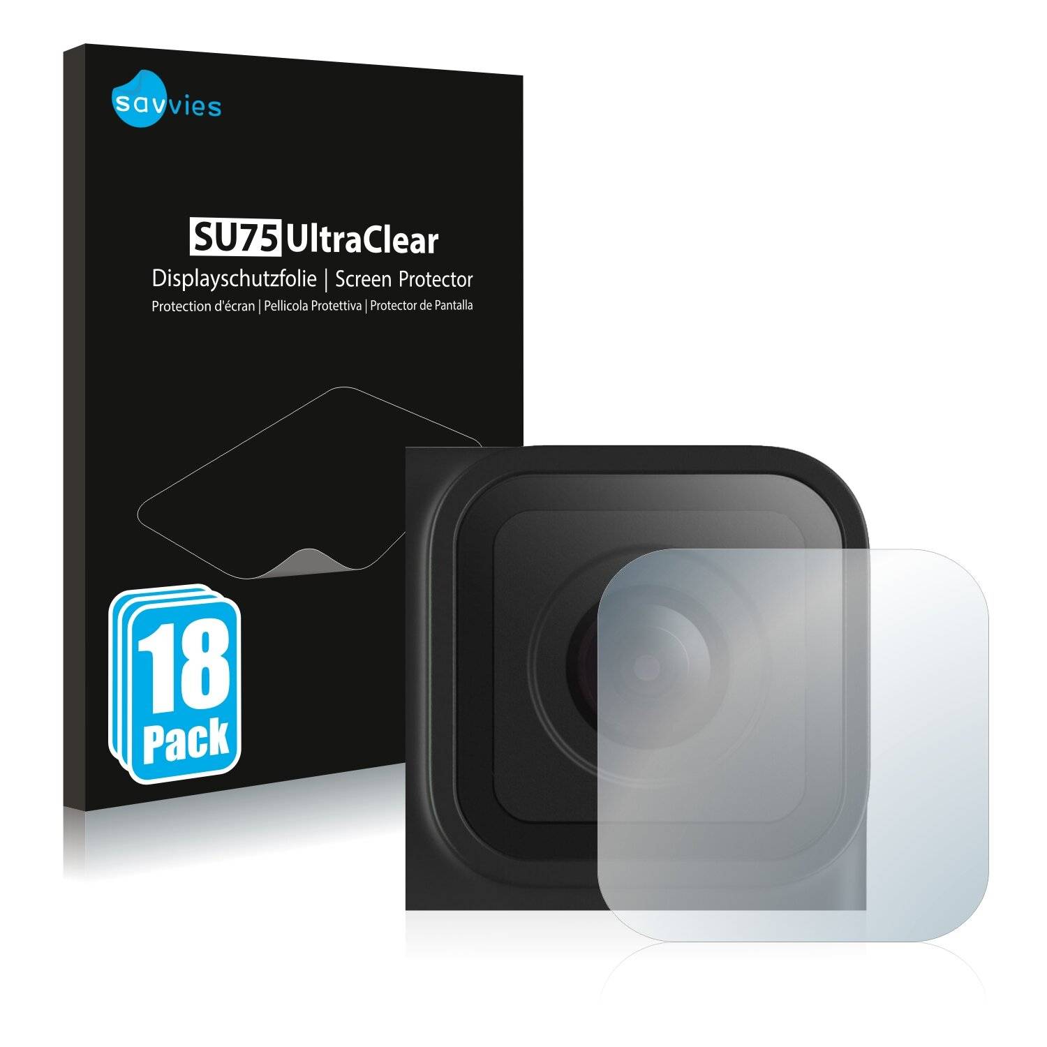 18x Savvies SU75 Displayschutzfolie für GoPro Hero10 Black Linse