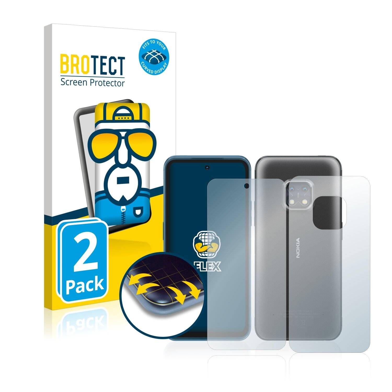 2x BROTECT Flex Full-Cover Displayschutzfolie für Nokia XR20 (Vorder +