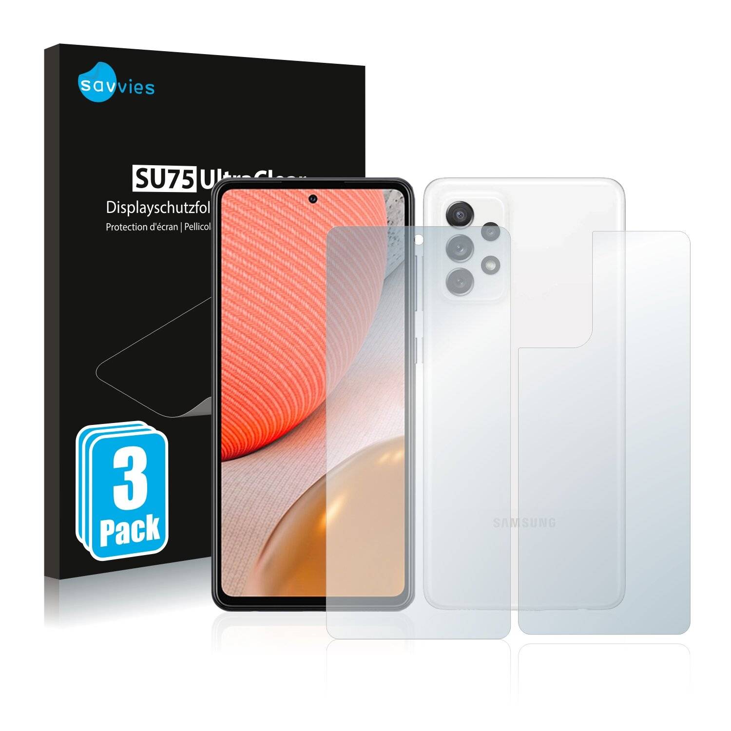 6x Savvies SU75 Displayschutzfolie für Samsung Galaxy A72 (Vorder +