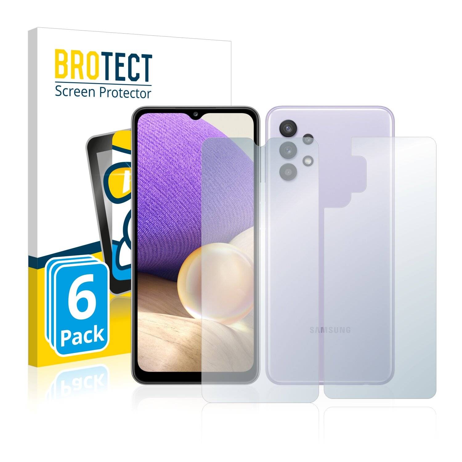 6x BROTECT AirGlass Schutzglas Folie für Samsung Galaxy A32 (Vorder +