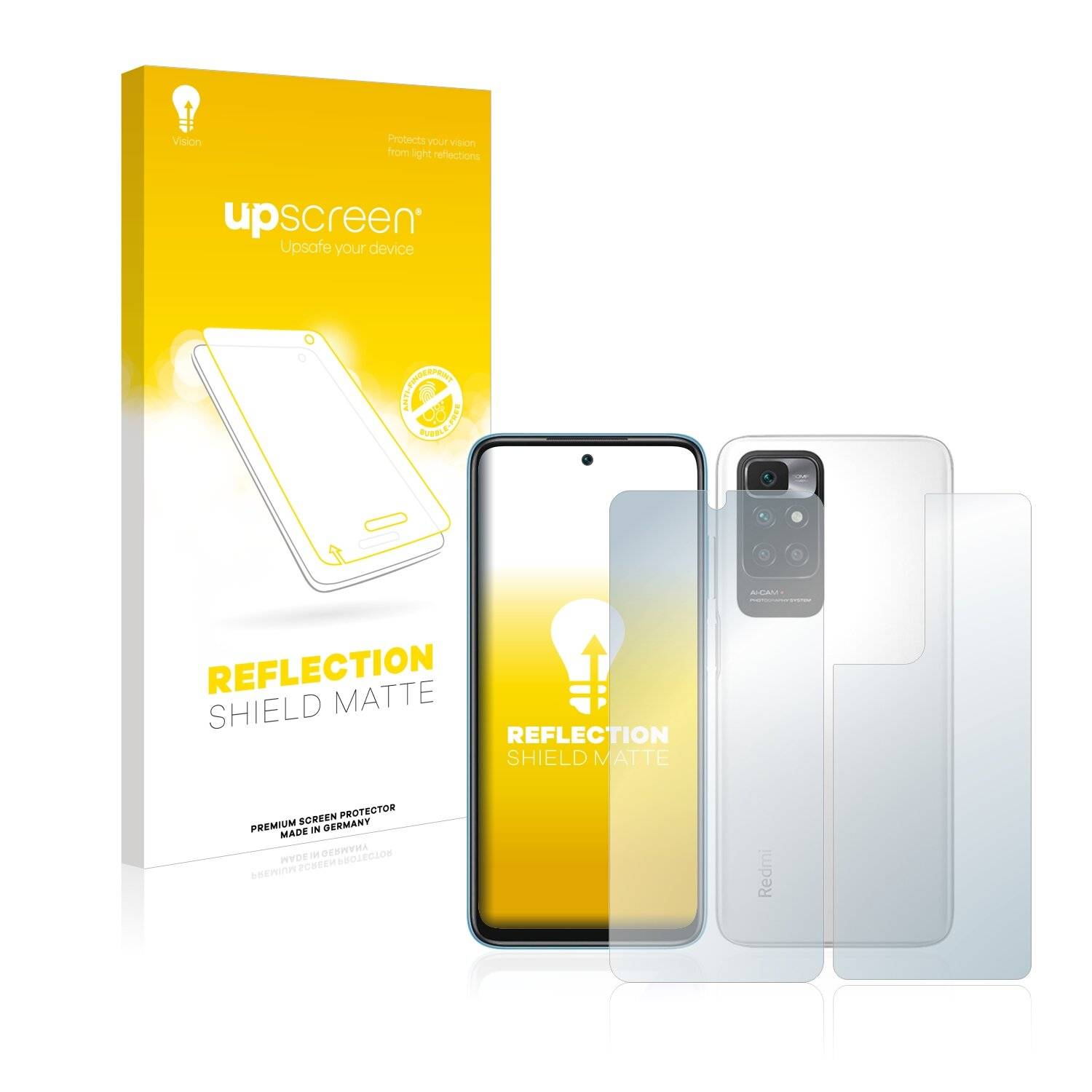 upscreen Reflection Shield Matte Premium Displayschutzfolie für Xiaomi Redmi 10 (Vorder +