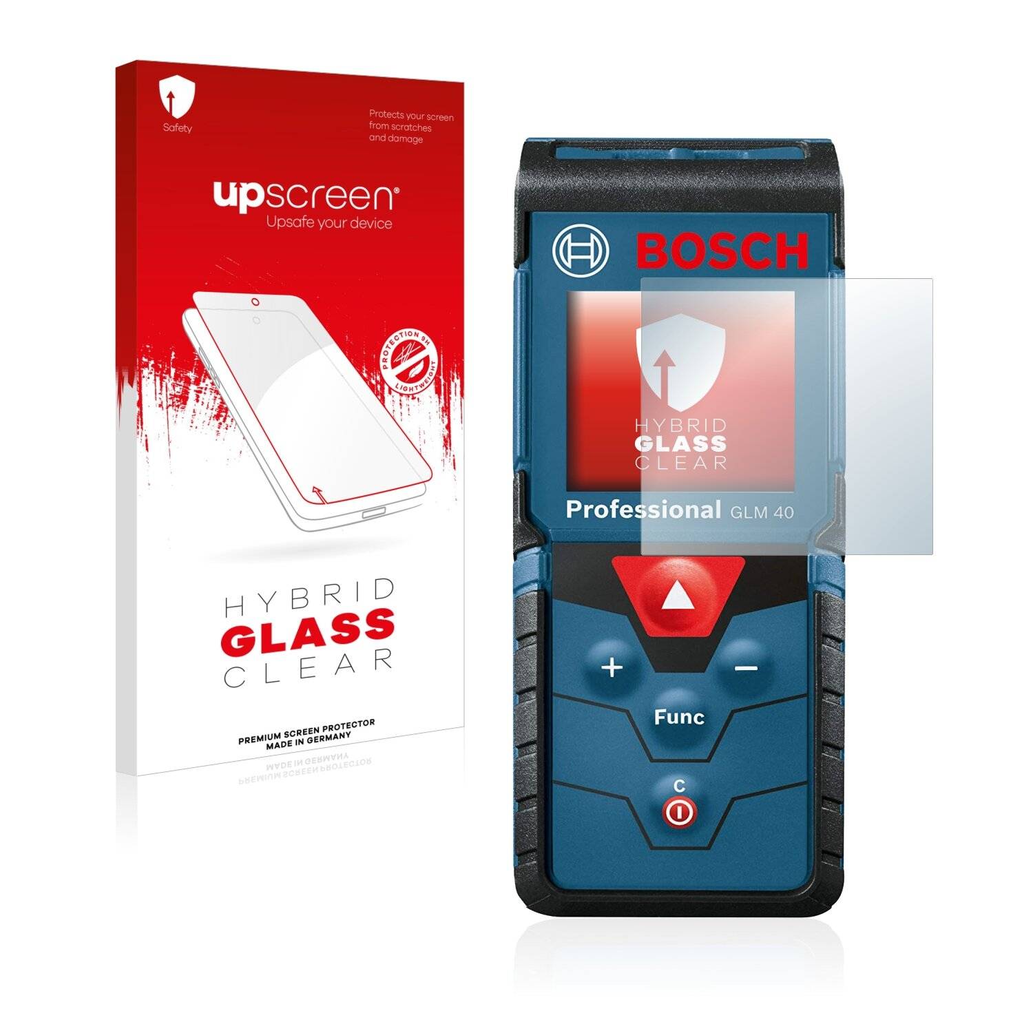upscreen Hybrid Glass Clear Premium Schutzglas Folie für Bosch GLM 40