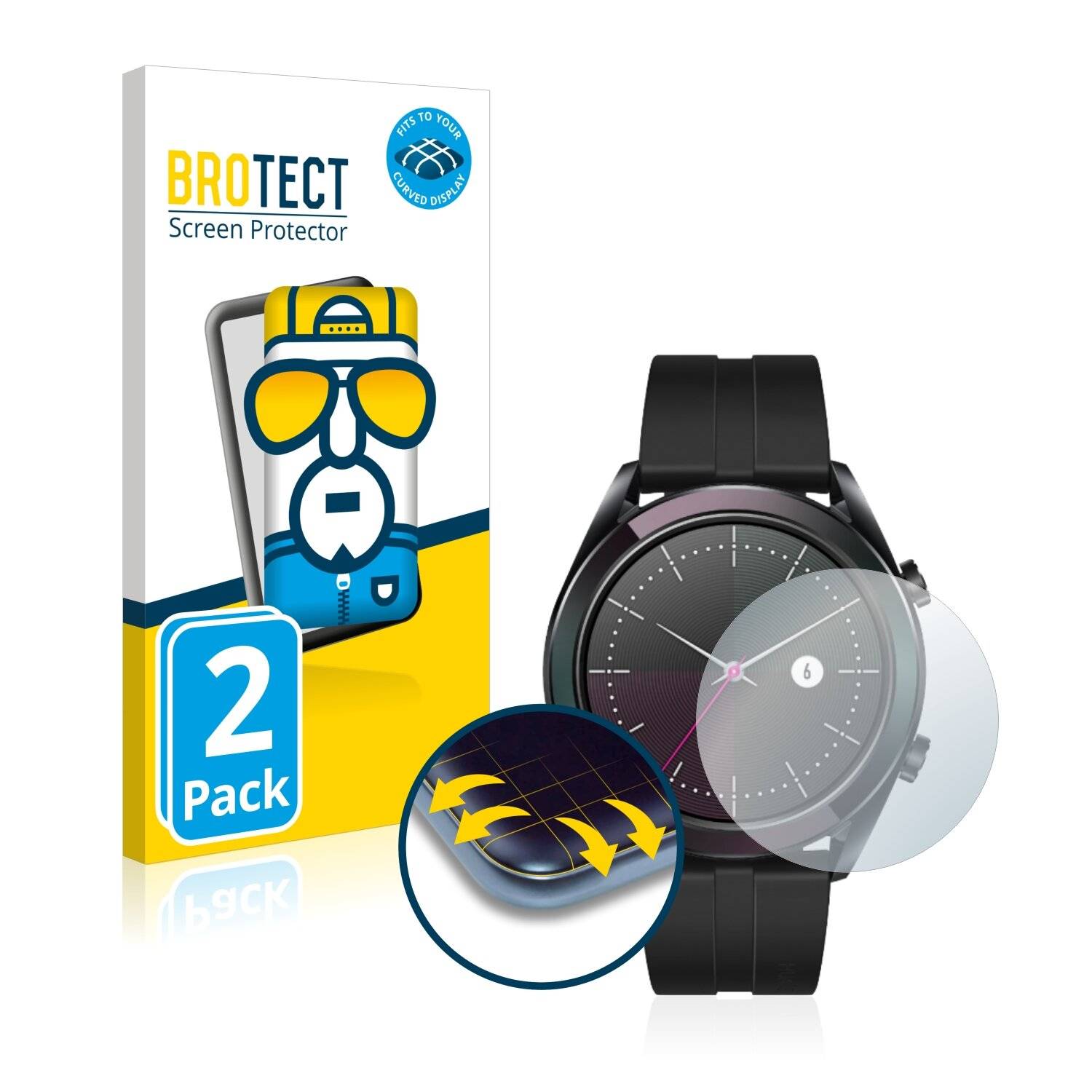 2x BROTECT Flex Full-Cover Displayschutzfolie für Huawei Watch GT Elegant (42
