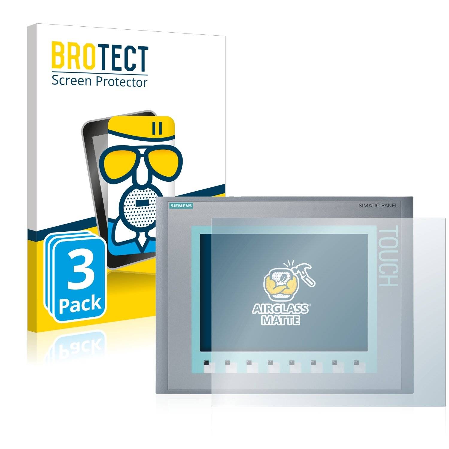 3x BROTECT AirGlass Matte Schutzglas Folie für Siemens Simatic HMI KTP 1000 Basic Color