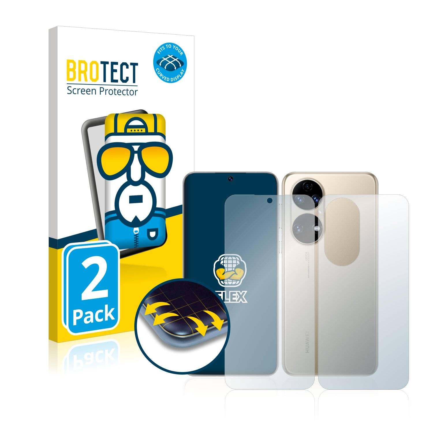 2x BROTECT Flex Full-Cover Displayschutzfolie für Huawei P50 (Vorder +