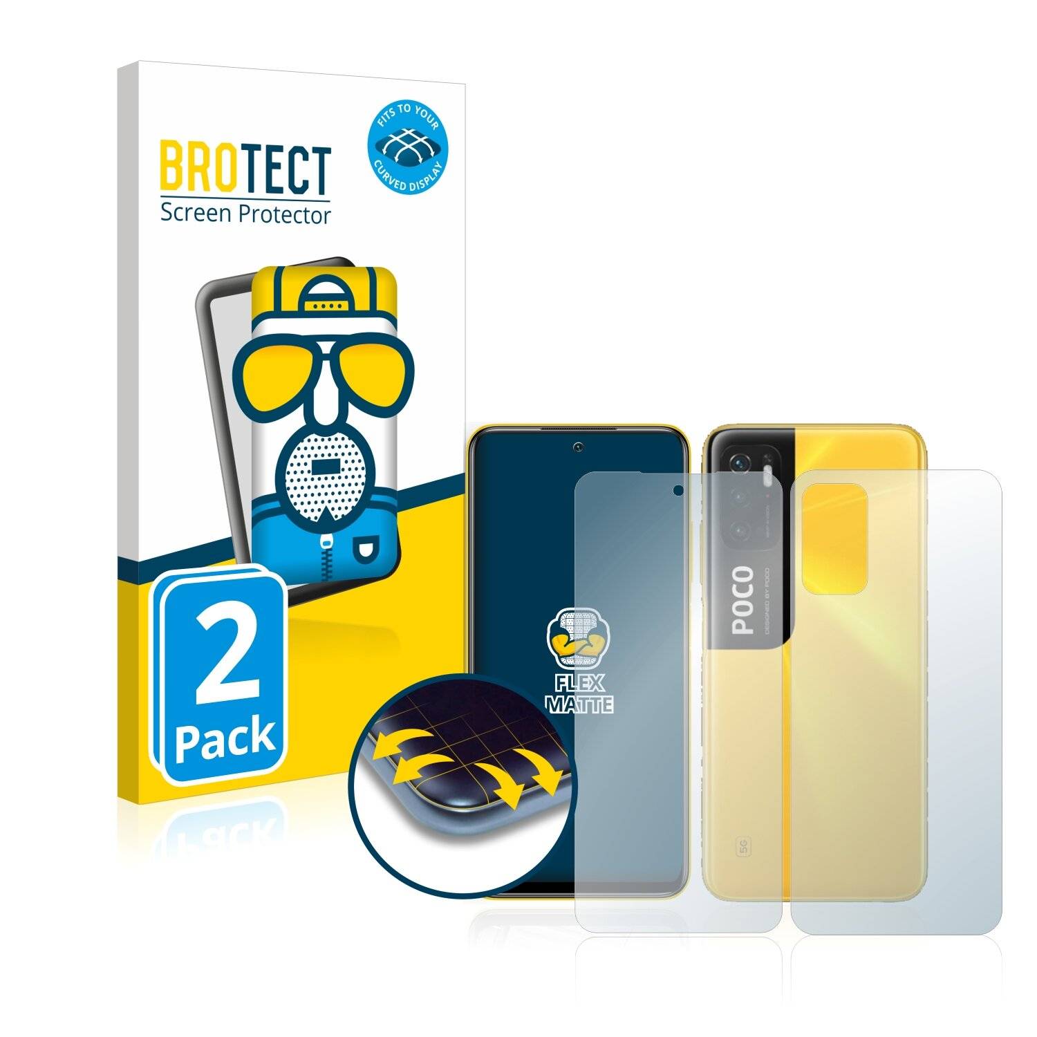 2x BROTECT Flex Matte Full-Cover Displayschutzfolie für Xiaomi Poco M3 Pro (Vorder +