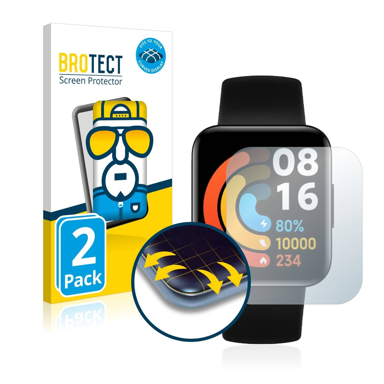 2x BROTECT Flex Full-Cover Displayschutzfolie für Xiaomi Redmi Watch