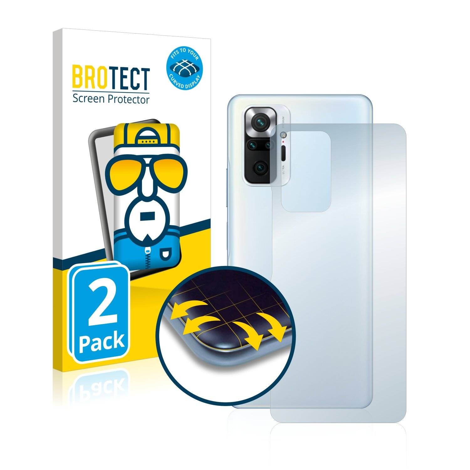 2x BROTECT Flex Full-Cover Displayschutzfolie für Xiaomi Redmi Note 10