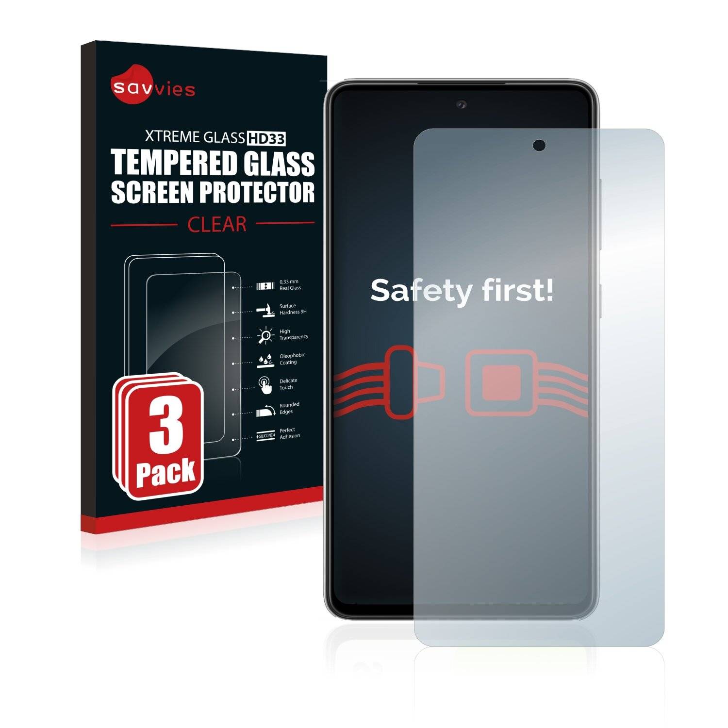 3x Savvies HD33 Clear Schutzglas für Samsung Galaxy A52s