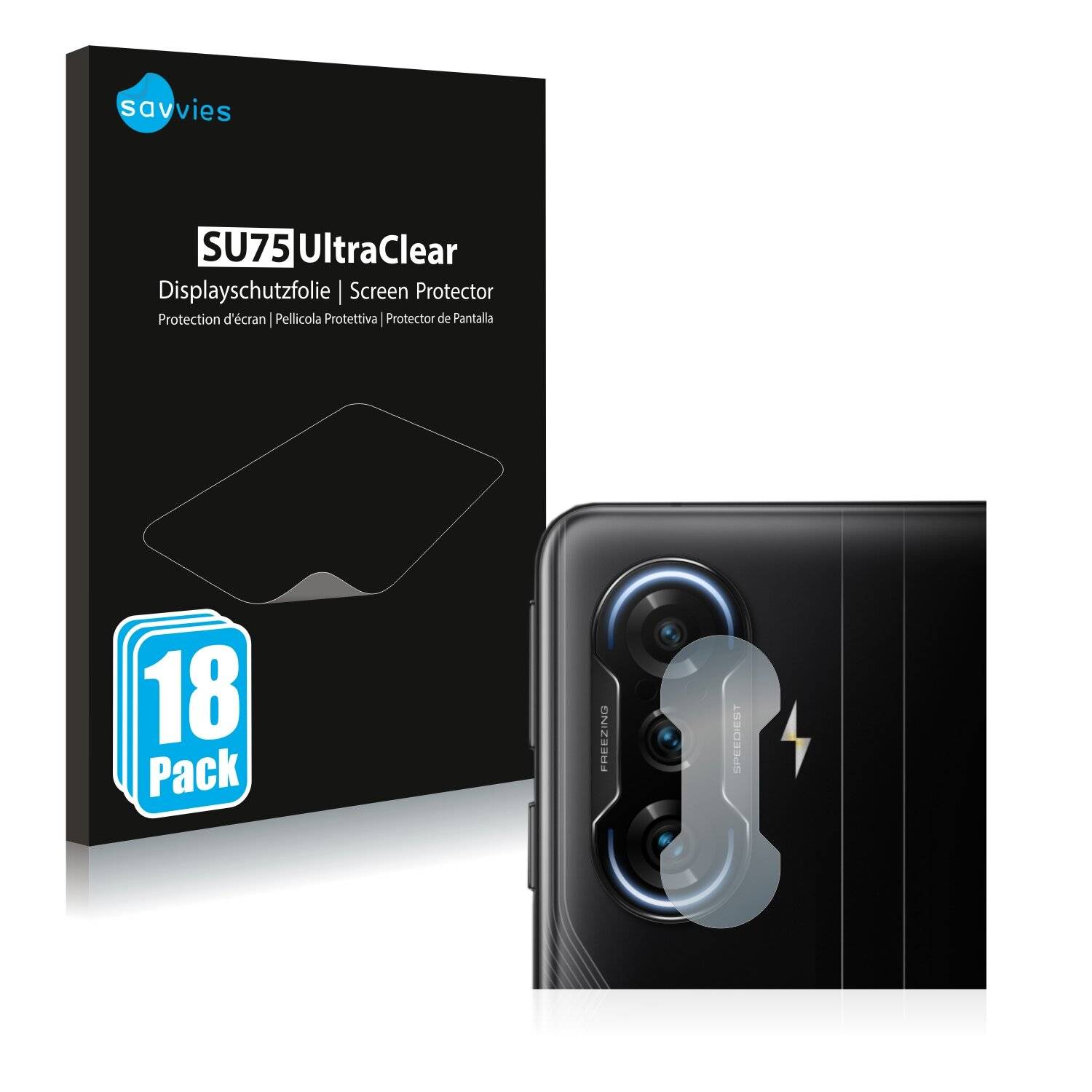18x Savvies SU75 Displayschutzfolie für Xiaomi Redmi K40 Gaming (NUR
