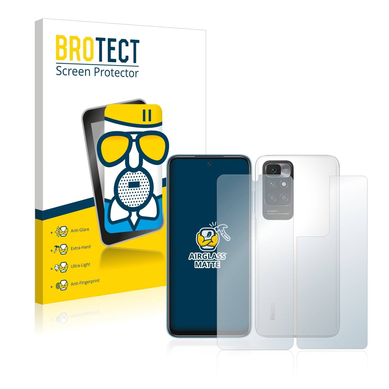 BROTECT AirGlass Matte Schutzglas Folie für Xiaomi Redmi 10 (Vorder +