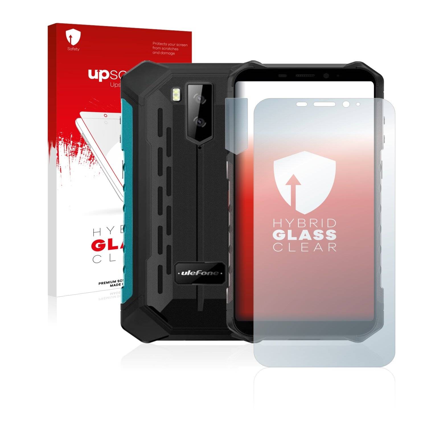 upscreen Hybrid Glass Clear Premium Schutzglas Folie für Ulefone Armor X9 Pro (Vorderseite +