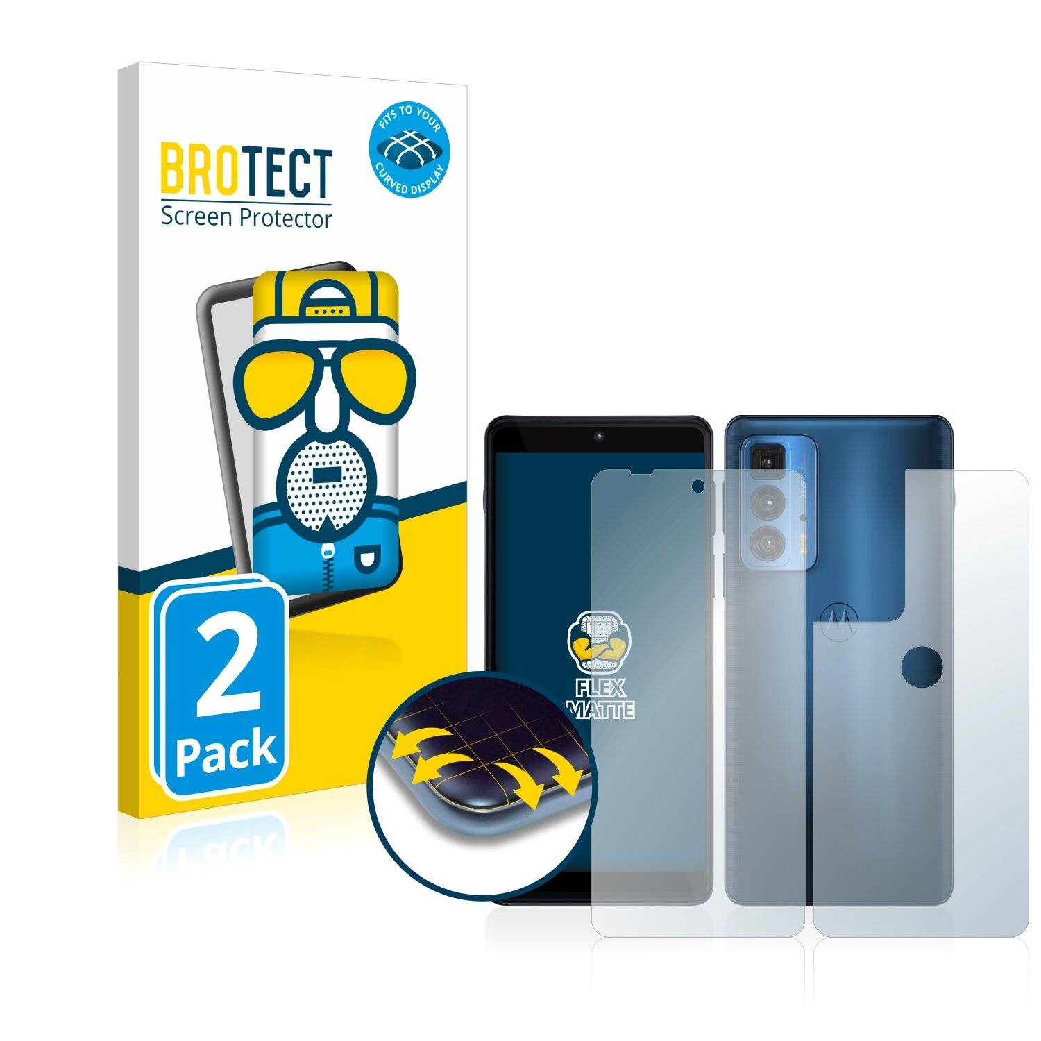 2x BROTECT Flex Matte Full-Cover Displayschutzfolie für Motorola Edge 20 Pro (Vorder +