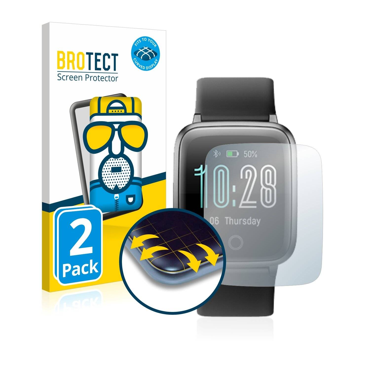 2x BROTECT Flex Matte Full-Cover Displayschutzfolie für Letsfit