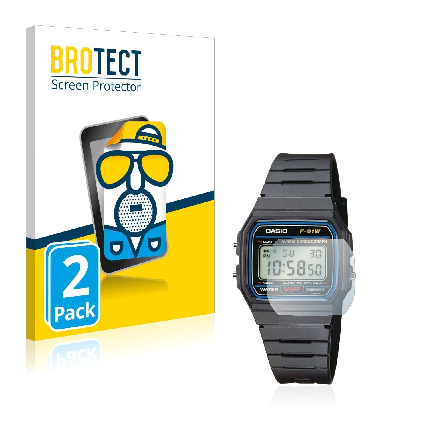 2x BROTECT Matte Displayschutzfolie für Casio Collection Unisex F-91W - Entspiegelt,