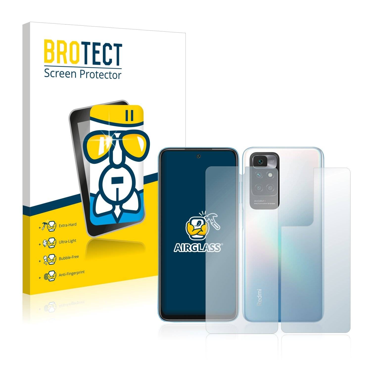BROTECT AirGlass Schutzglas Folie für Xiaomi Redmi 10 Prime (Vorder +