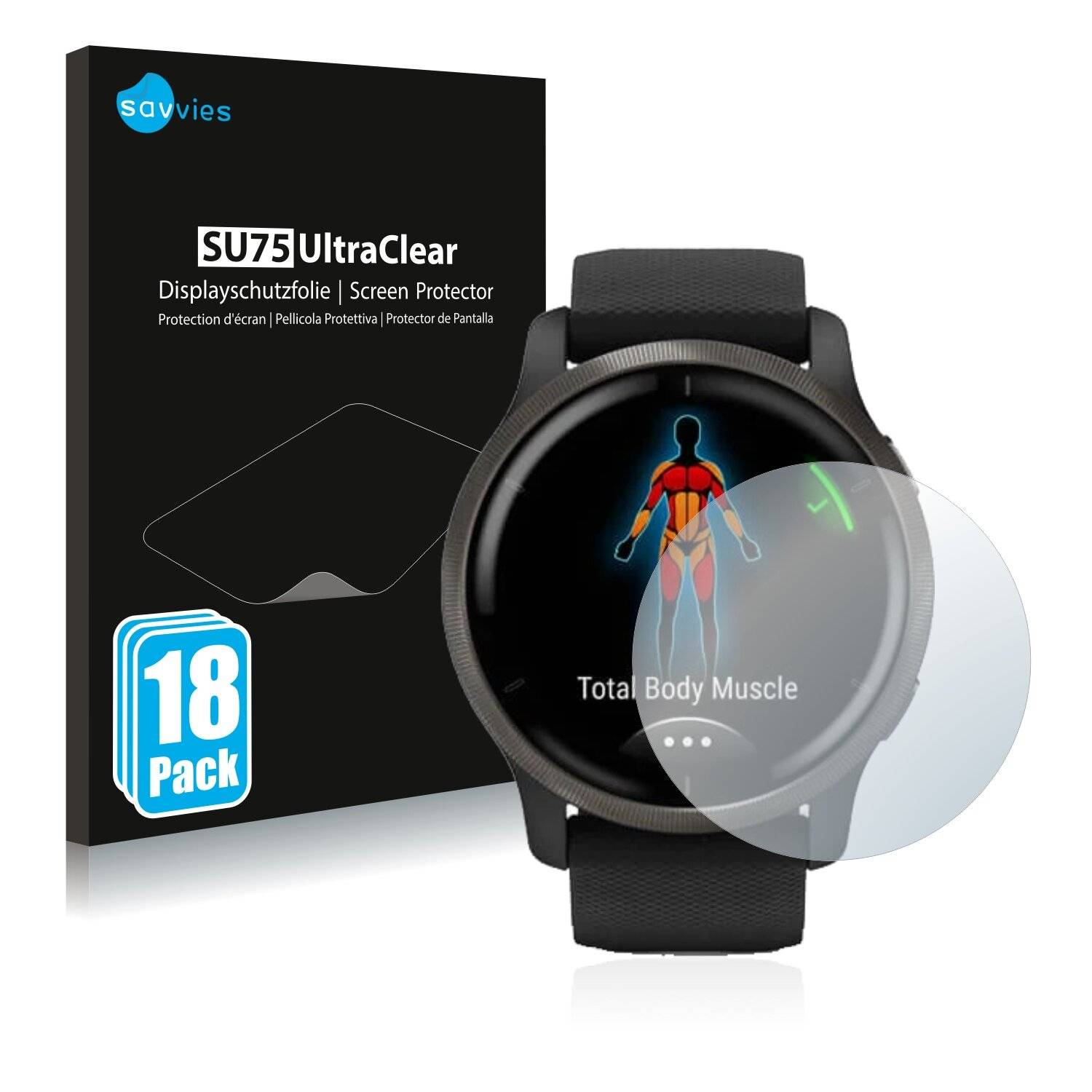 18x Savvies SU75 Displayschutzfolie für Garmin Venu