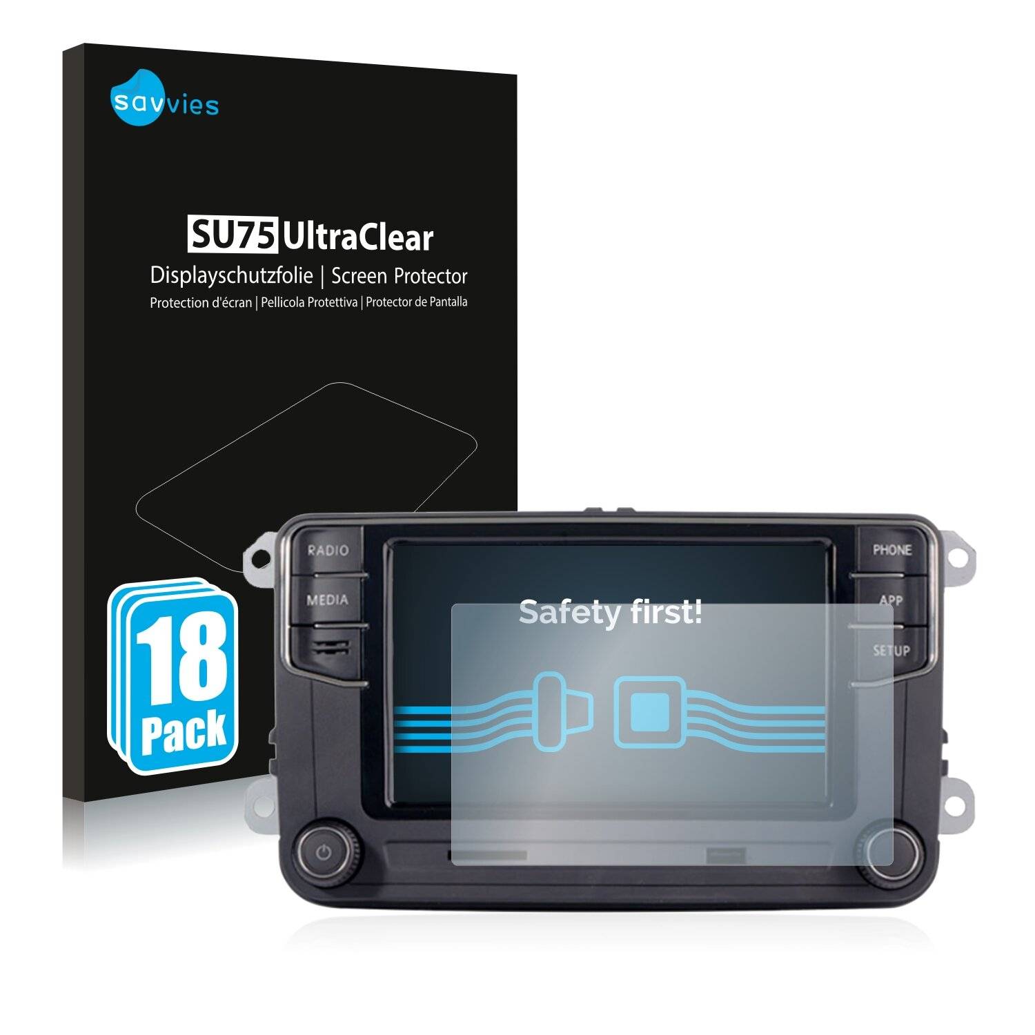 18x Savvies SU75 Displayschutzfolie für Volkswagen Autoradio Composition Touch RCD330+
