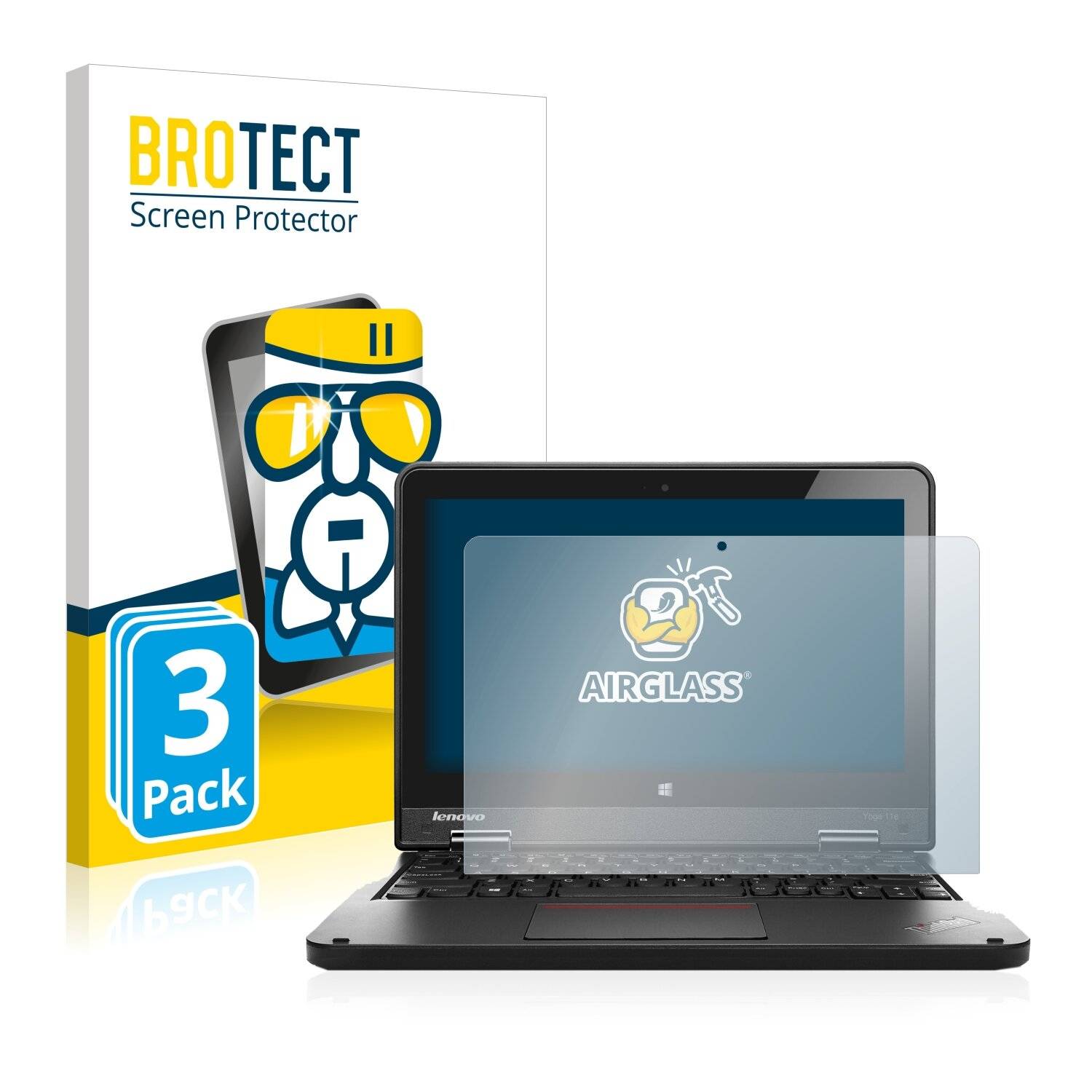 3x BROTECT AirGlass Schutzglas Folie für Lenovo ThinkPad Yoga 11e