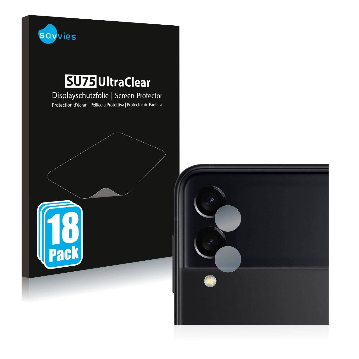 18x Savvies SU75 Displayschutzfolie für Samsung Galaxy Z Flip 3 5G (NUR