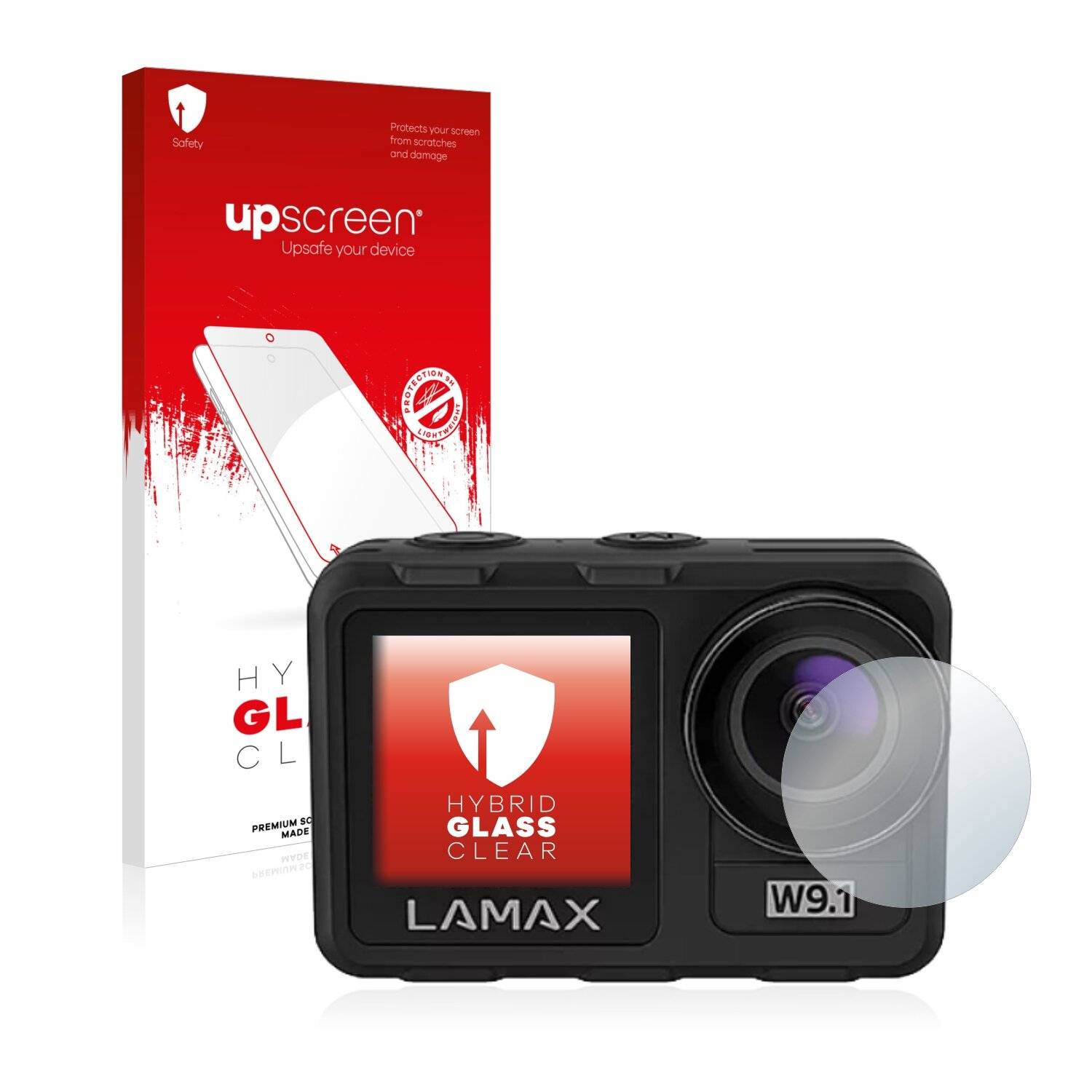 upscreen Hybrid Glass Clear Premium Schutzglas Folie für Lamax W9.1 Linse