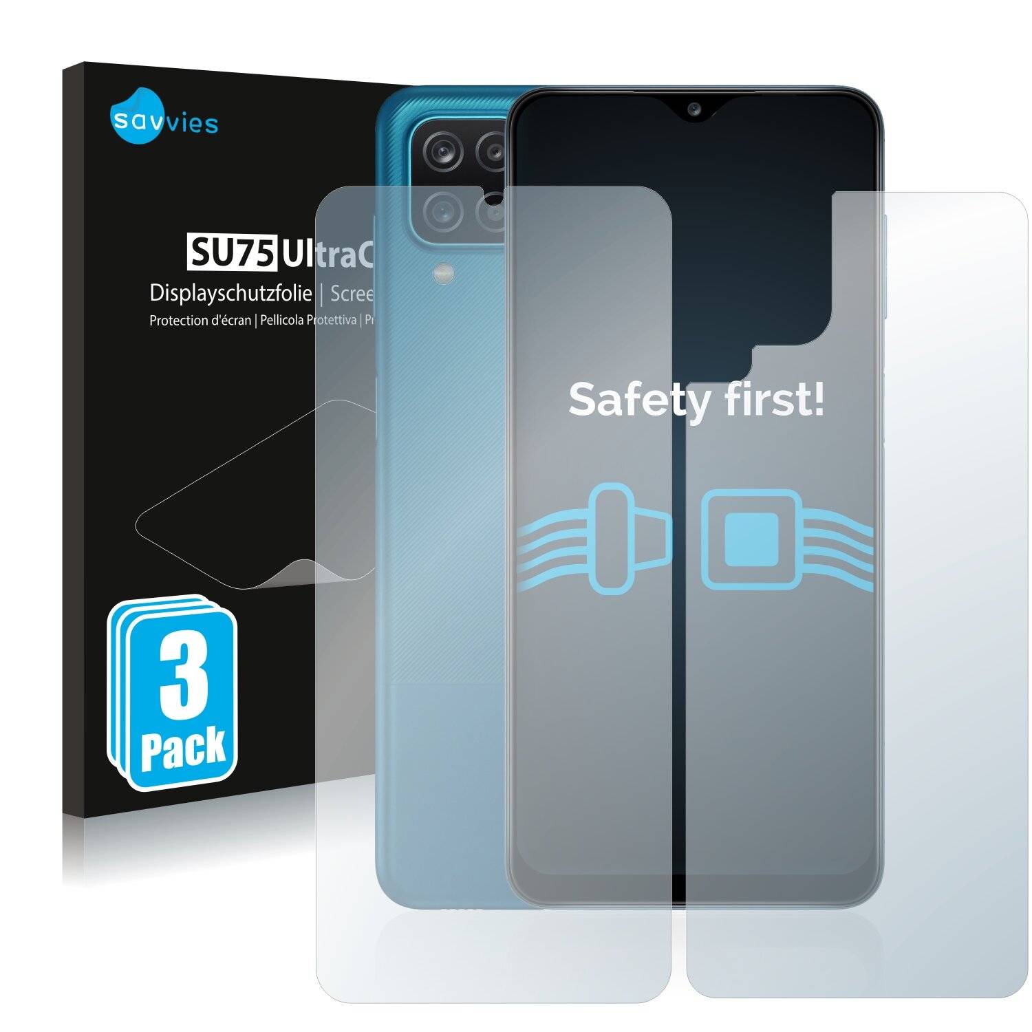 6x Savvies SU75 Displayschutzfolie für Samsung Galaxy A12 (Vorder +