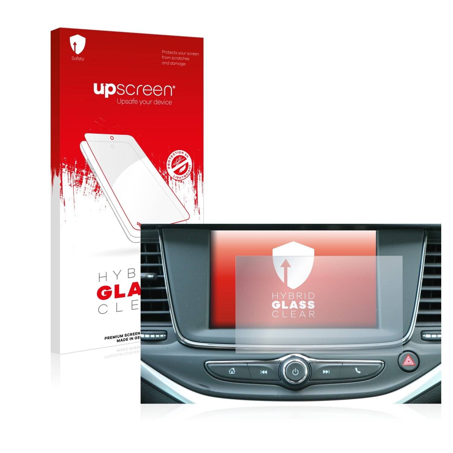 upscreen Hybrid Glass Clear Premium Schutzglas Folie für Opel Astra K IntelliLink R 4.0