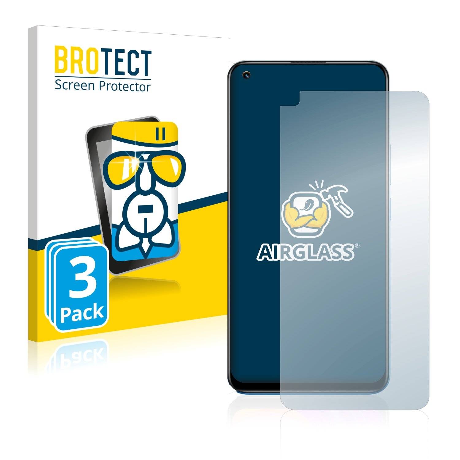 3x BROTECT AirGlass Schutzglas Folie für Realme 8