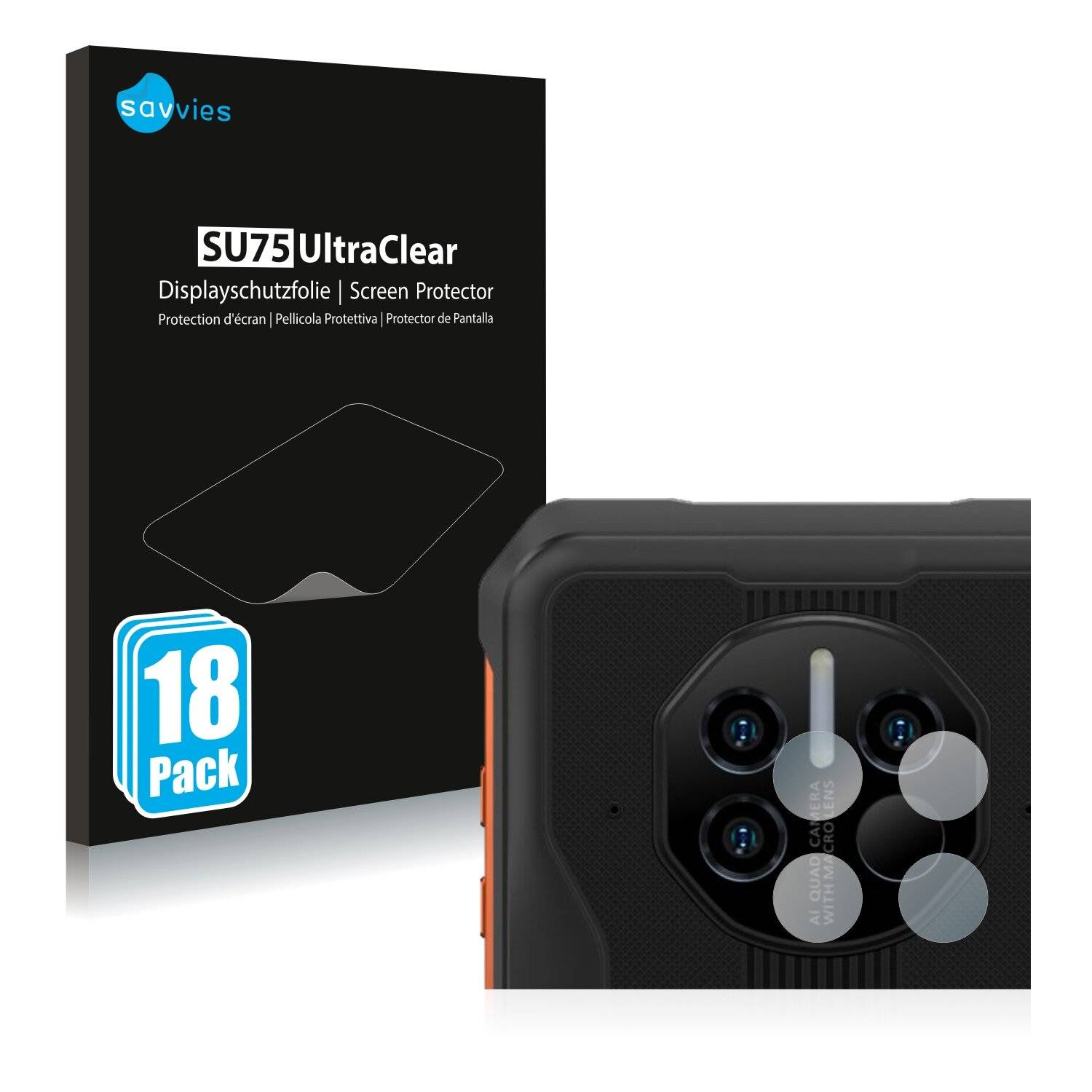 18x Savvies SU75 Displayschutzfolie für Doogee V10 (NUR