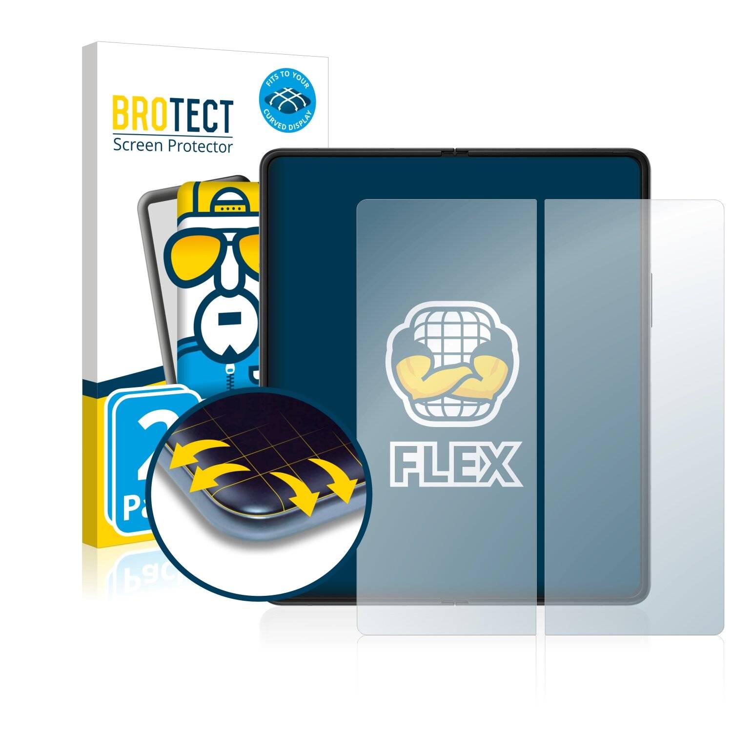 2x BROTECT Flex Full-Cover Displayschutzfolie für Samsung Galaxy Z Fold 3 5G (Inneres