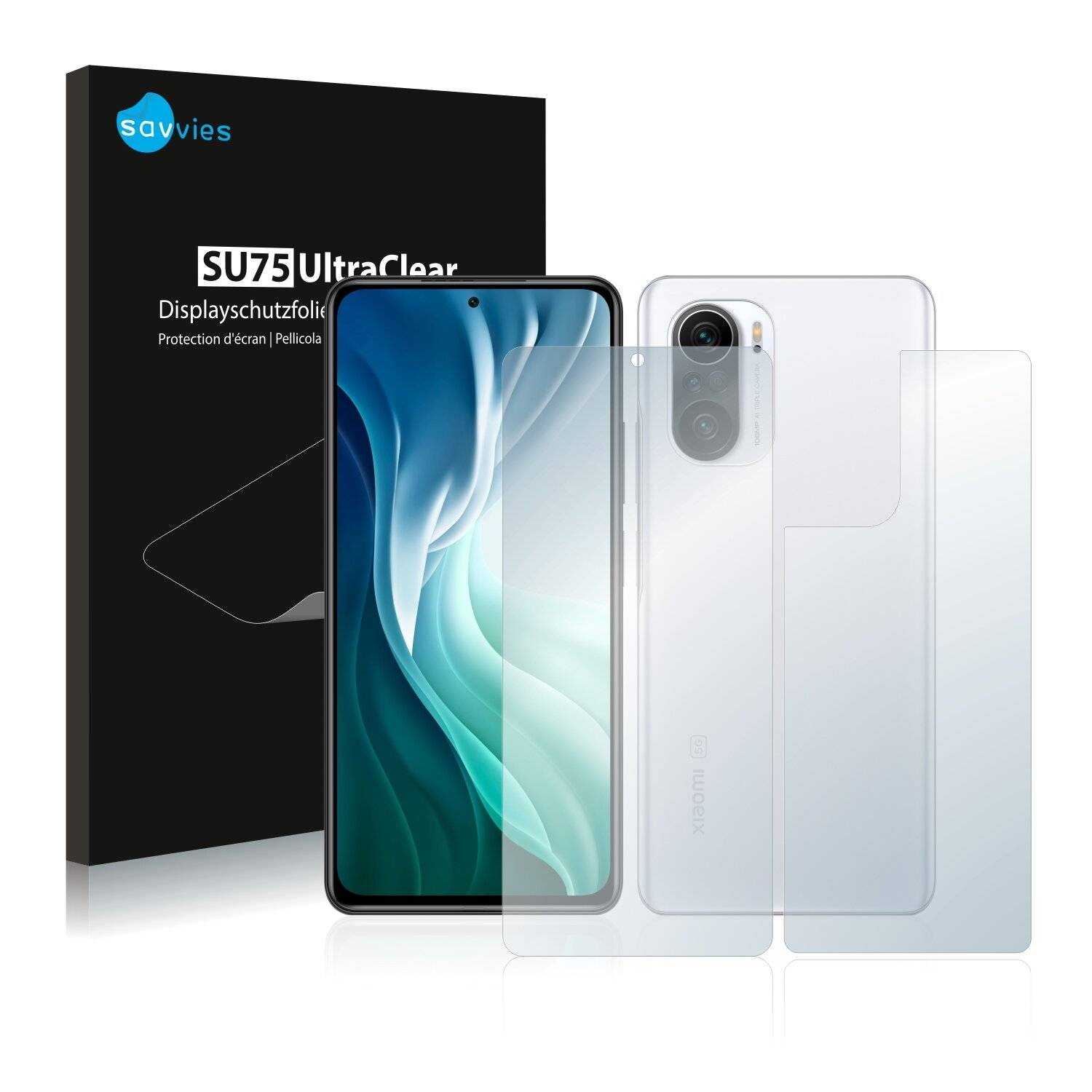 18x Savvies SU75 Displayschutzfolie für Xiaomi Redmi K40 (Vorder +