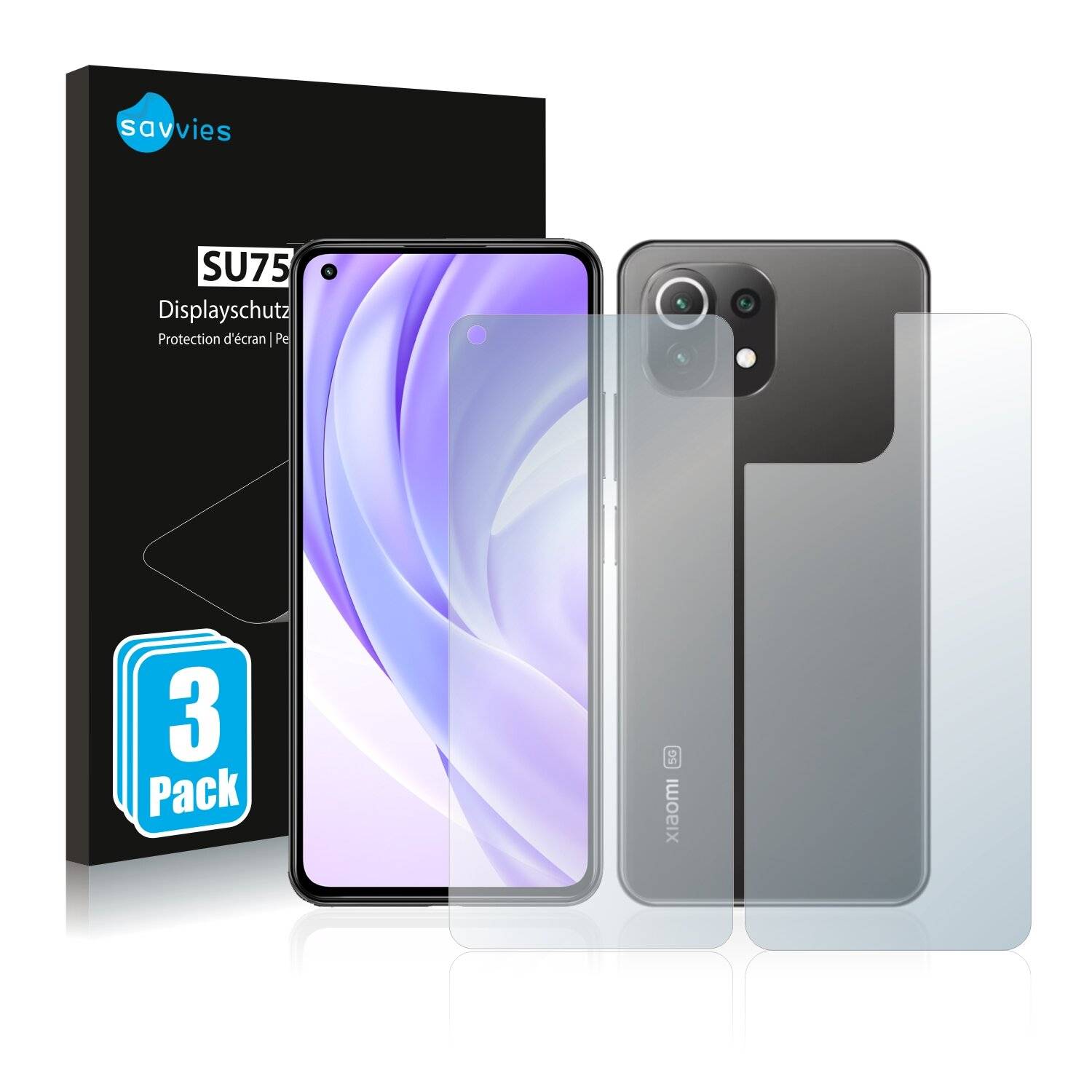 6x Savvies SU75 Displayschutzfolie für Xiaomi Mi 11 Lite 5G (Vorder +