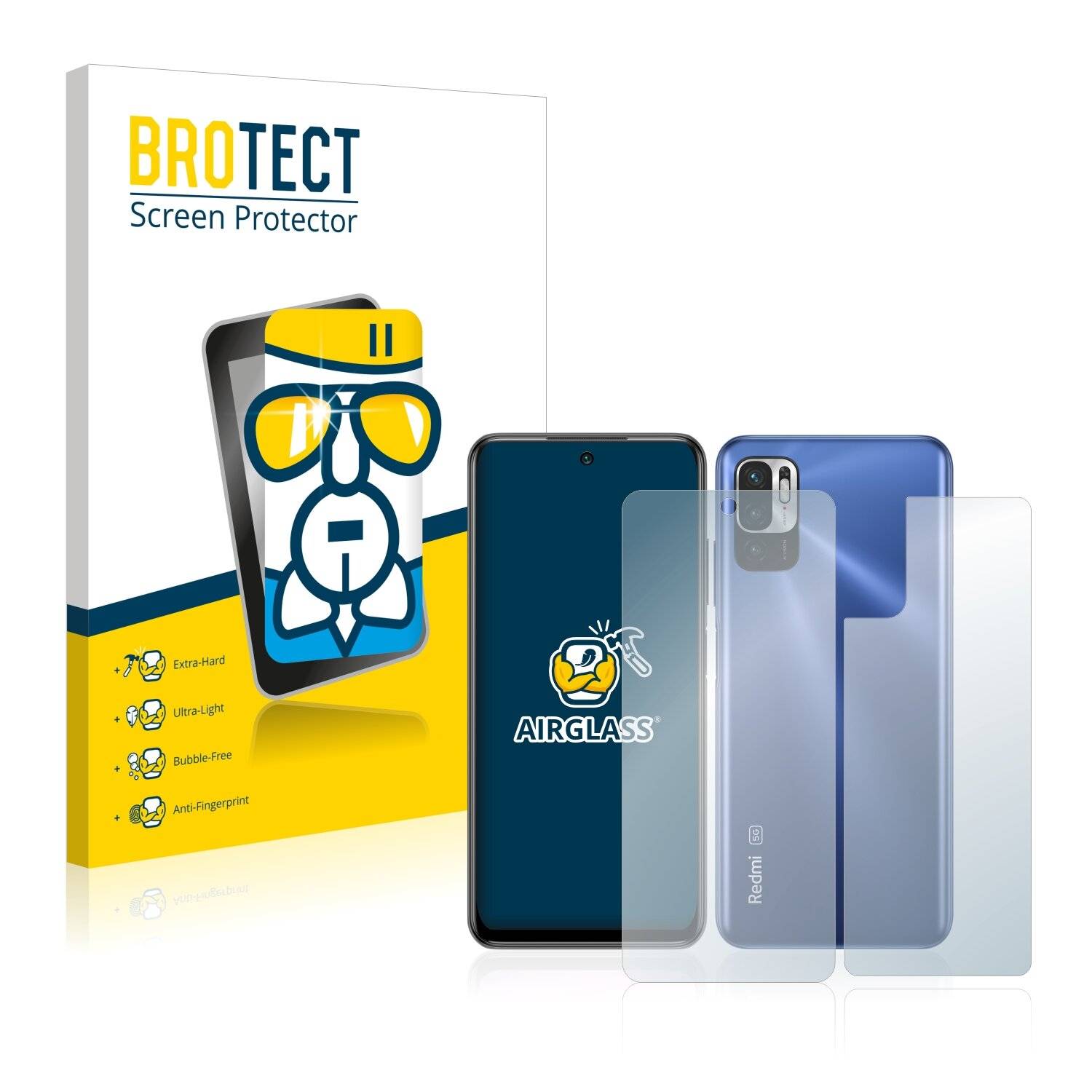 BROTECT AirGlass Schutzglas Folie für Xiaomi Redmi Note 10T 5G (Vorder +