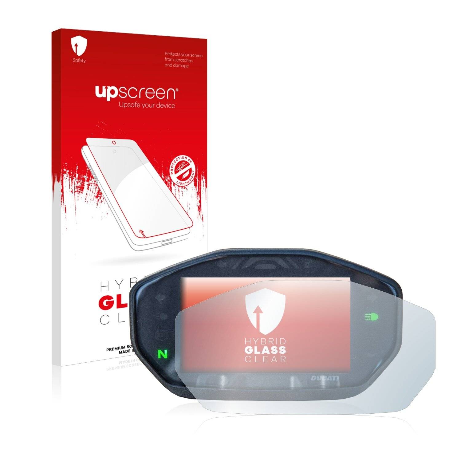 upscreen Hybrid Glass Clear Premium Schutzglas Folie für Ducati Monster / Monster +