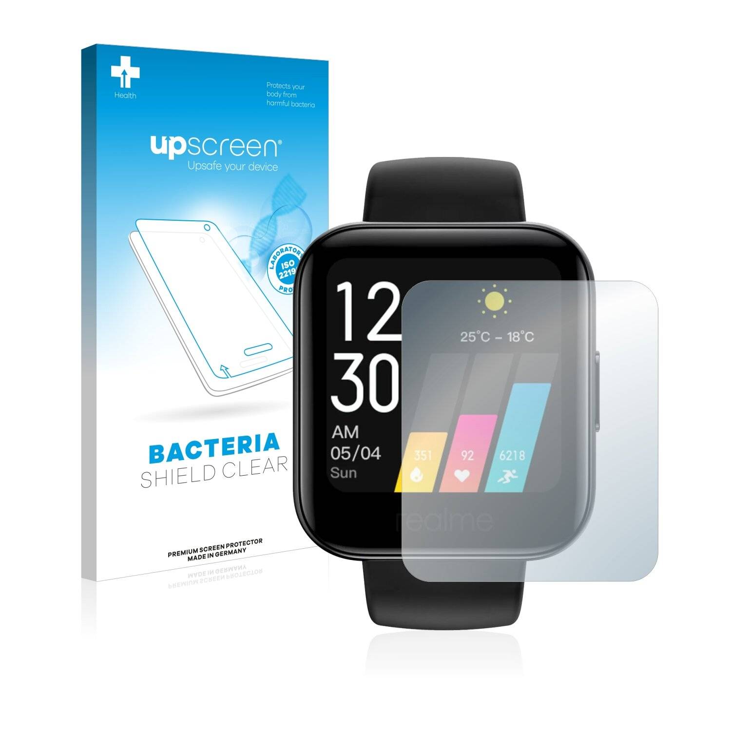upscreen Bacteria Shield Clear Premium Antibakterielle Displayschutzfolie für Realme Watch 2