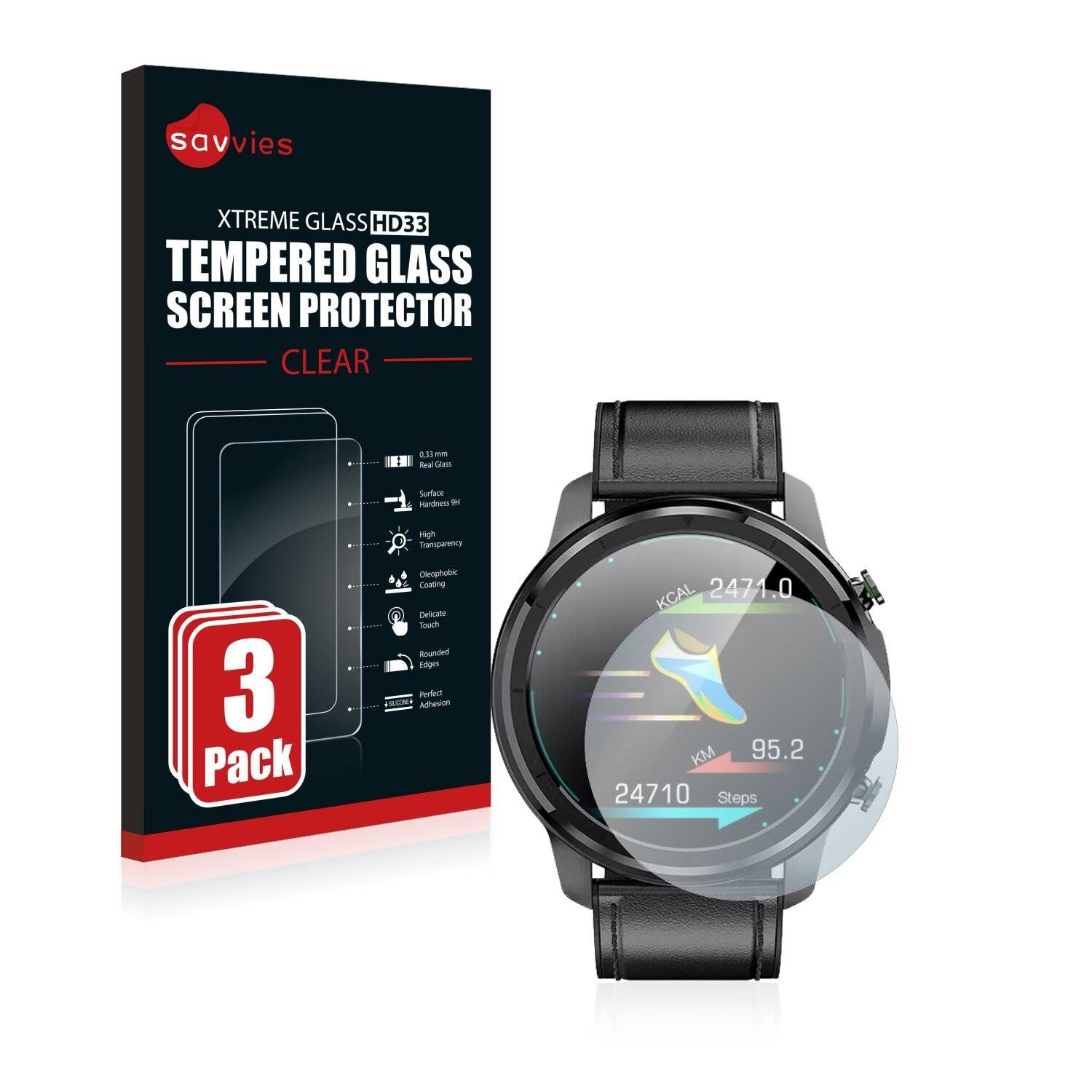 3x Savvies HD33 Clear Schutzglas für Lemfo
