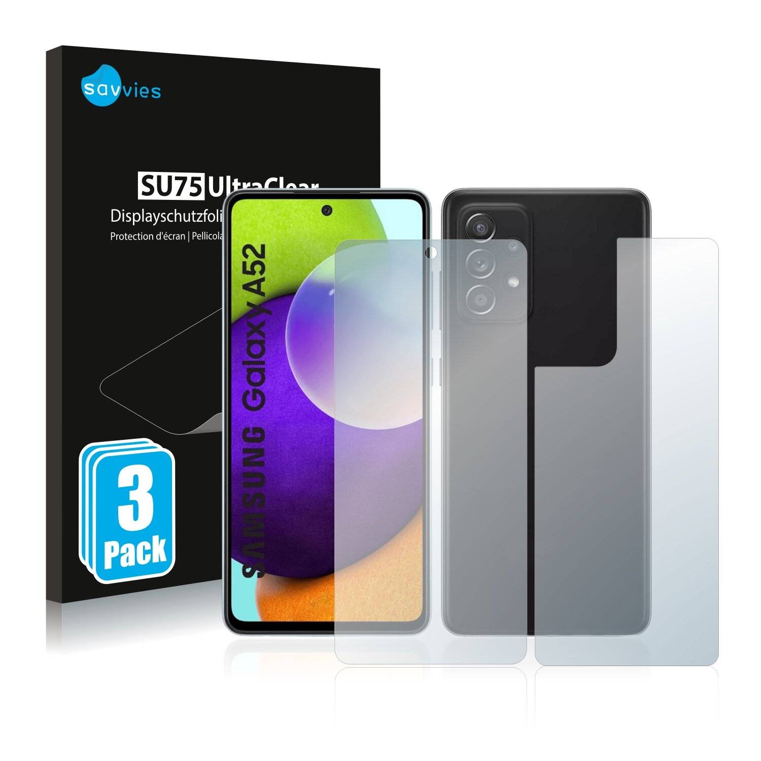 6x Savvies SU75 Displayschutzfolie für Samsung Galaxy A52 5G (Vorder +