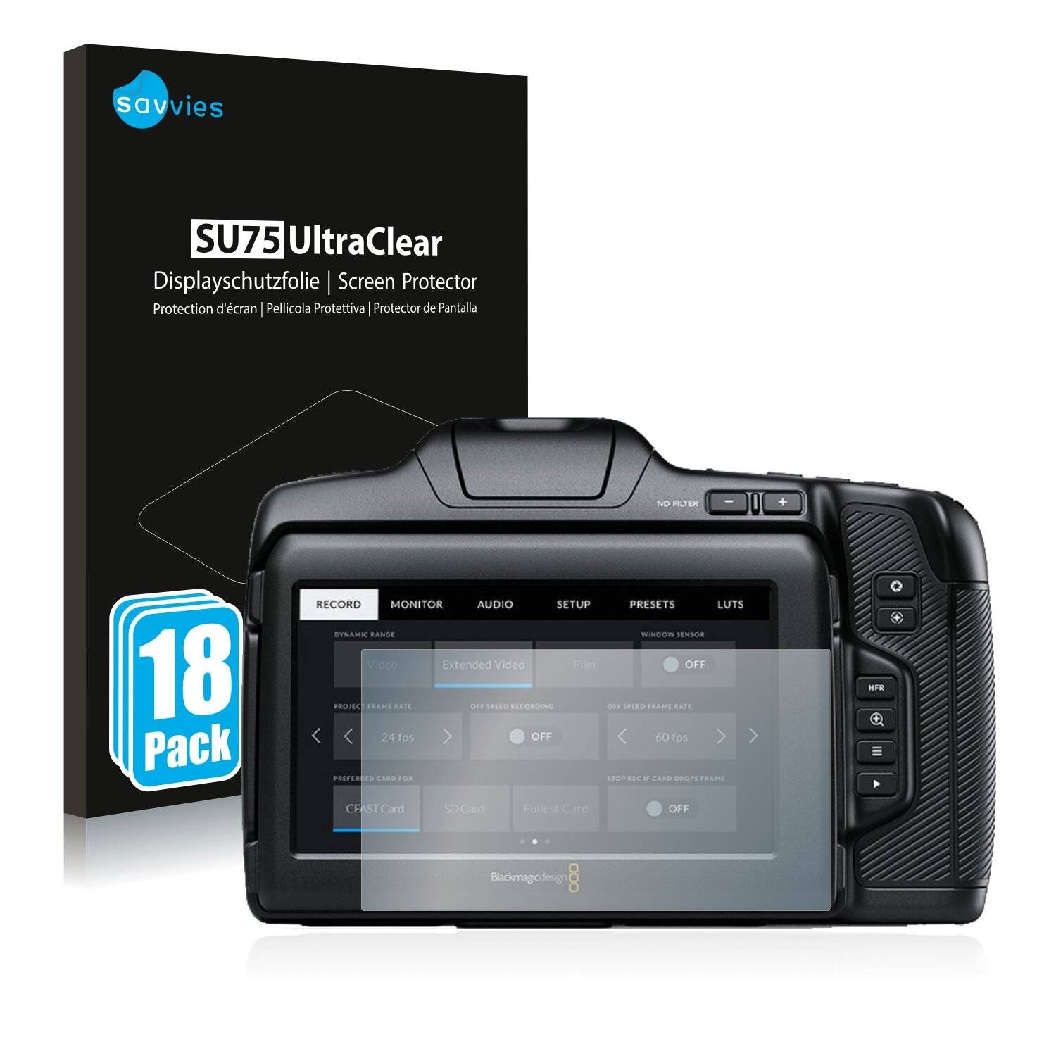18x Savvies SU75 Displayschutzfolie für Blackmagic Pocket Cinema Camera 6K