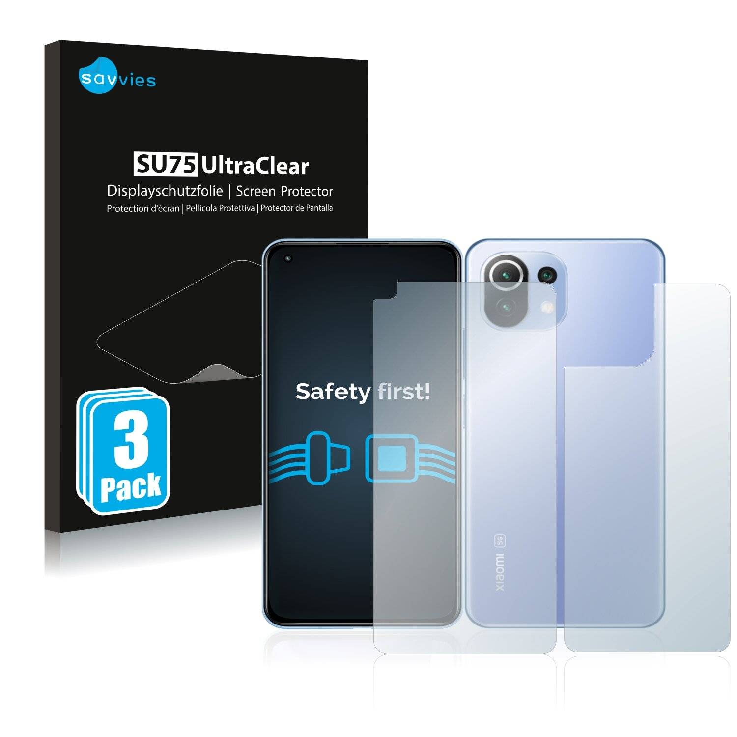 6x Savvies SU75 Displayschutzfolie für Xiaomi 11 Lite 5G NE (Vorder +