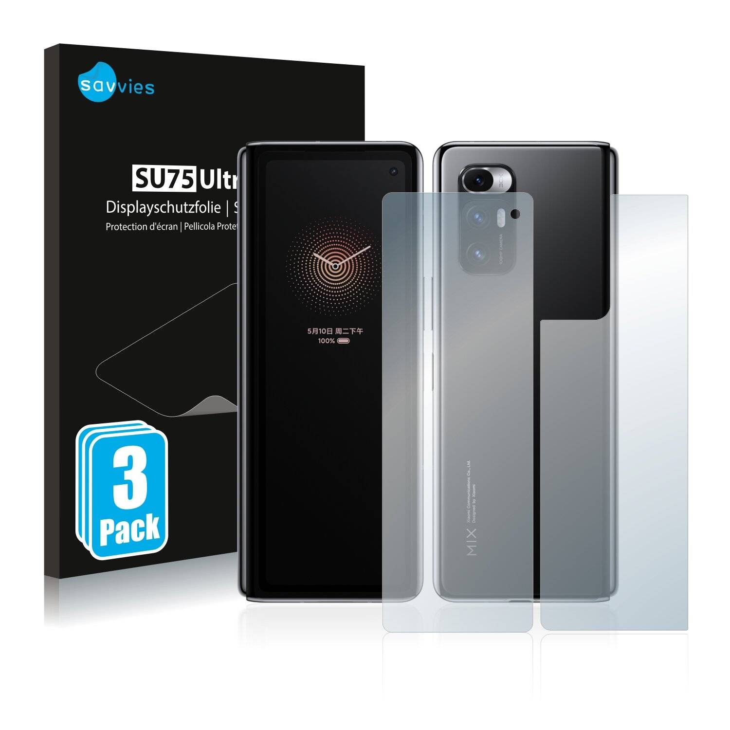 6x Savvies SU75 Displayschutzfolie für Xiaomi Mi Mix Fold (Vorder +
