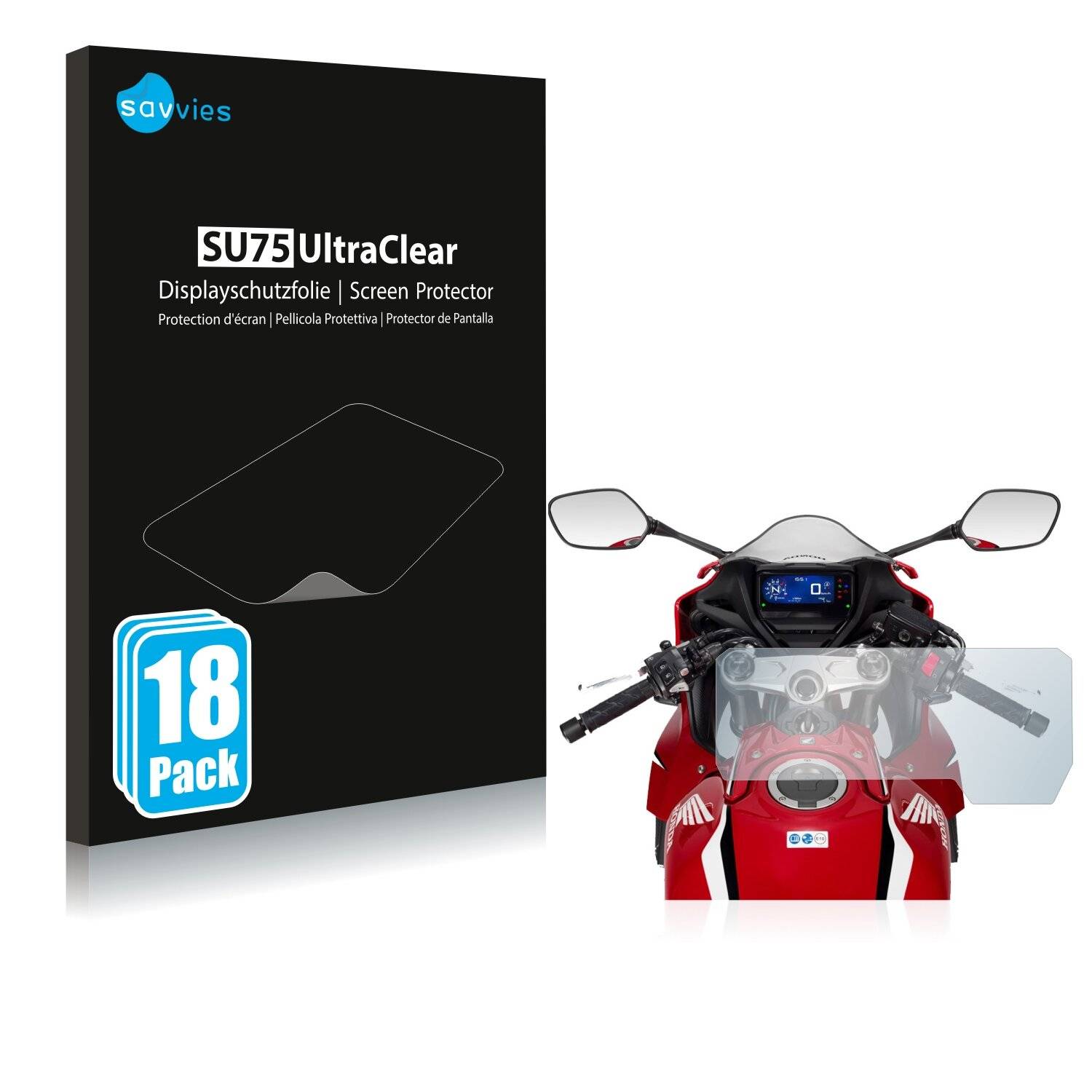 18x Savvies SU75 Displayschutzfolie für Honda CBR650R