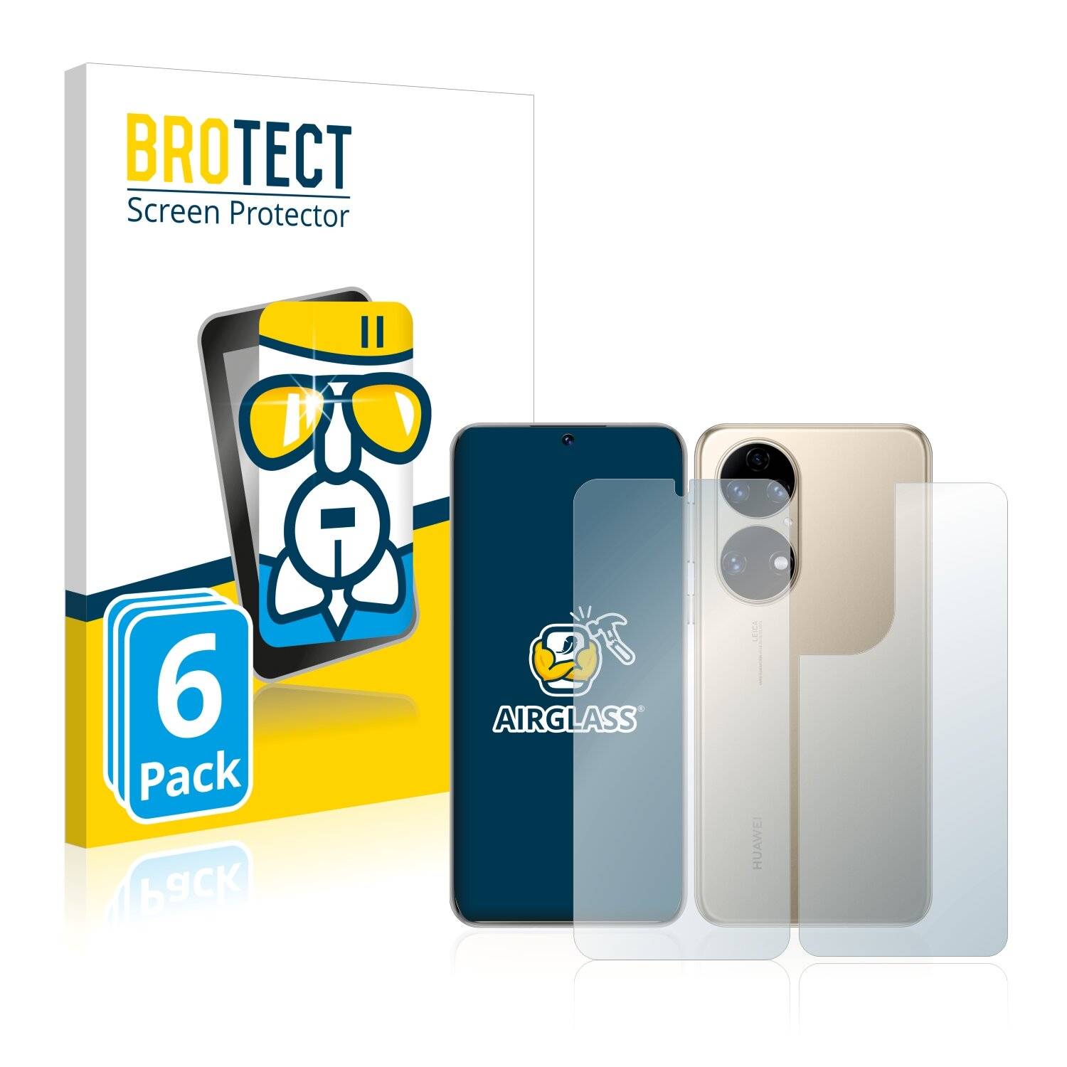 6x BROTECT AirGlass Schutzglas Folie für Huawei P50 (Vorder +