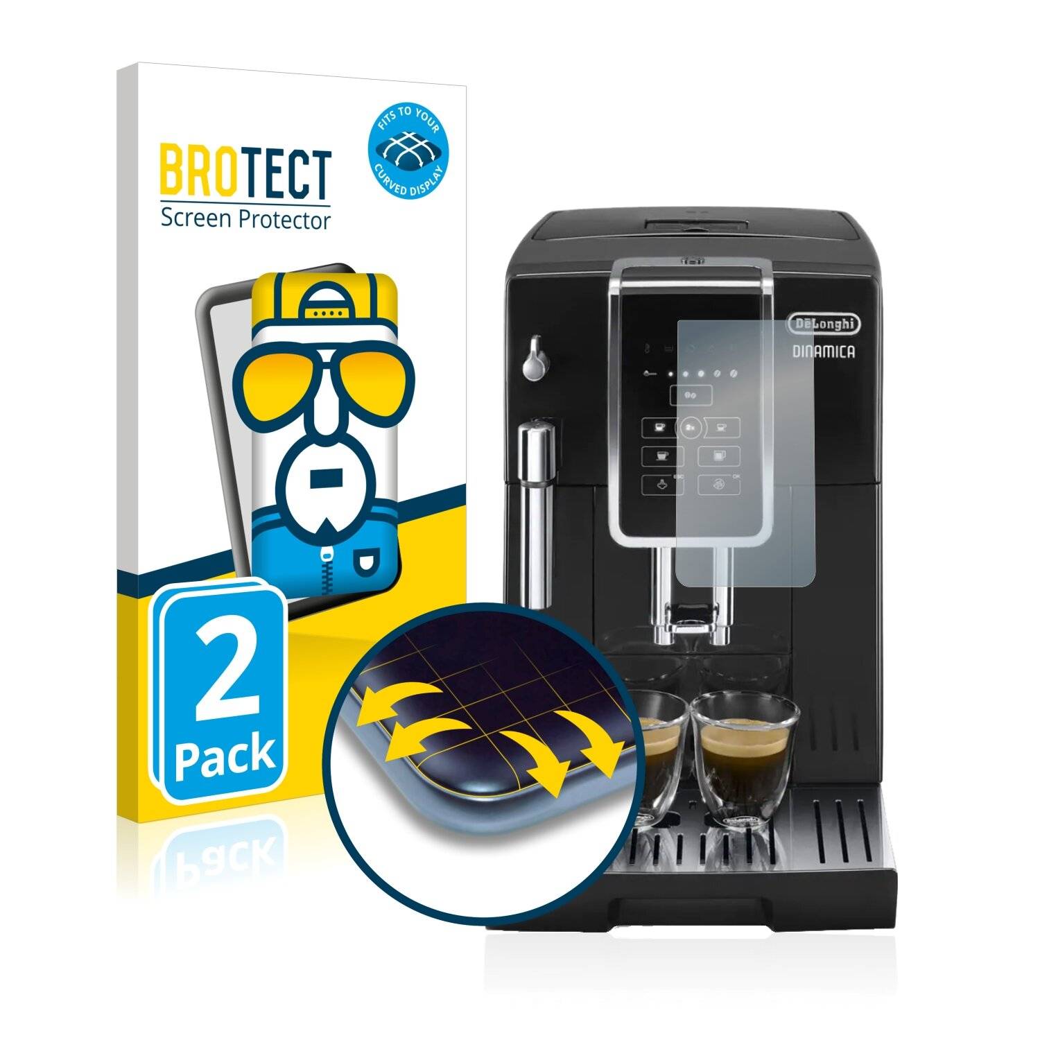 2x BROTECT Flex Full-Cover Displayschutzfolie für DeLonghi Dinamica