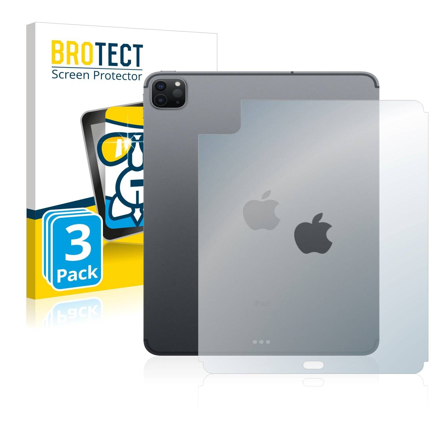 3x BROTECT AirGlass Schutzglas Folie für Apple iPad Pro 11 WiFi Cellular 2021 (Rückseite, 3.