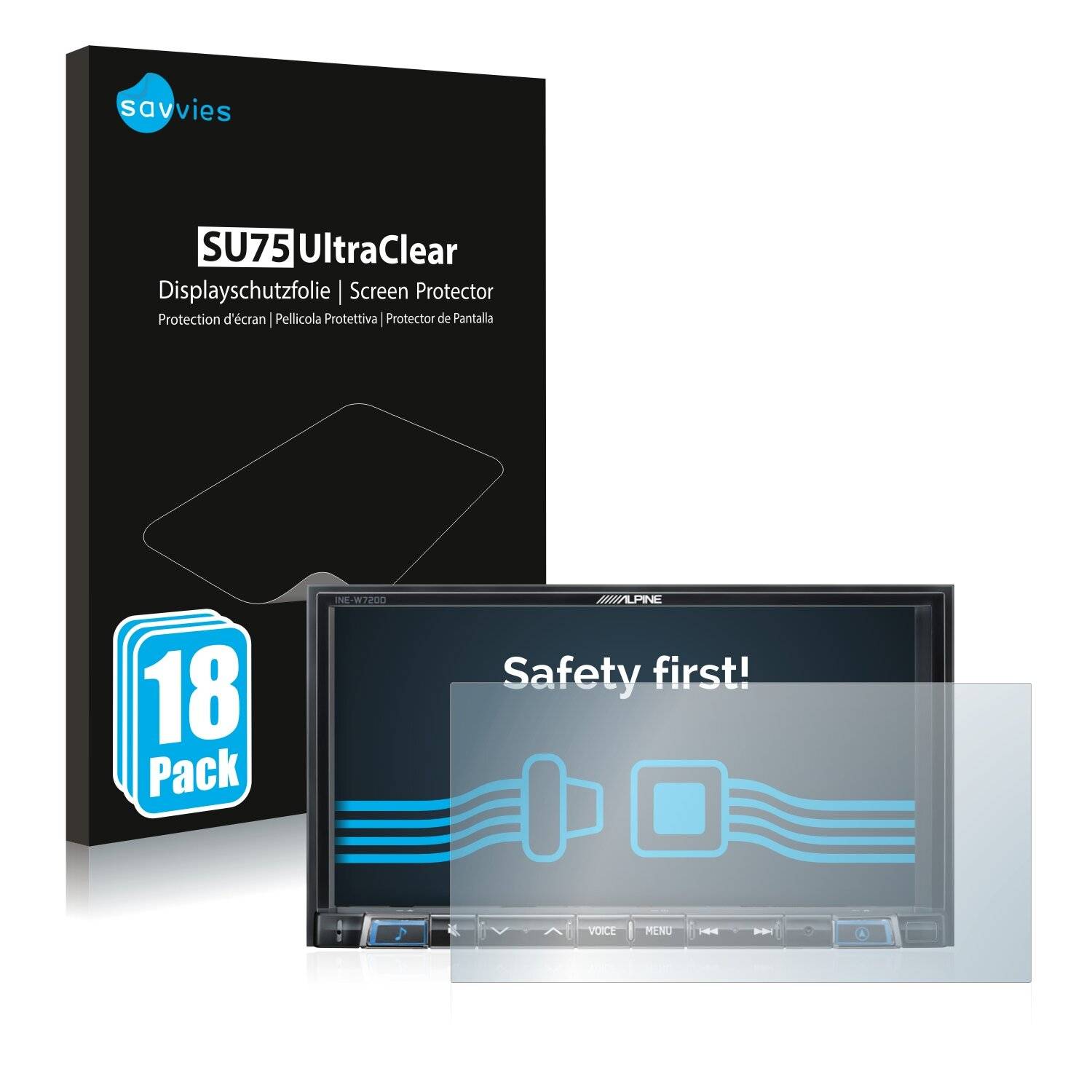18x Savvies SU75 Displayschutzfolie für Alpine