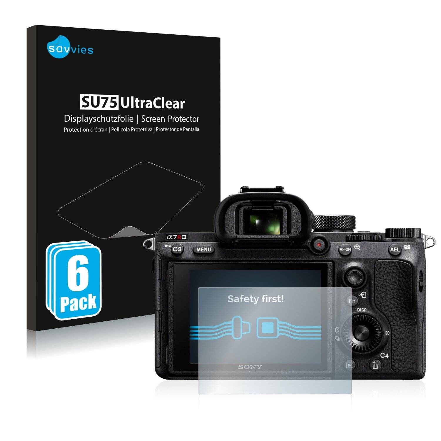 6x Savvies SU75 Displayschutzfolie für Sony Alpha 7R